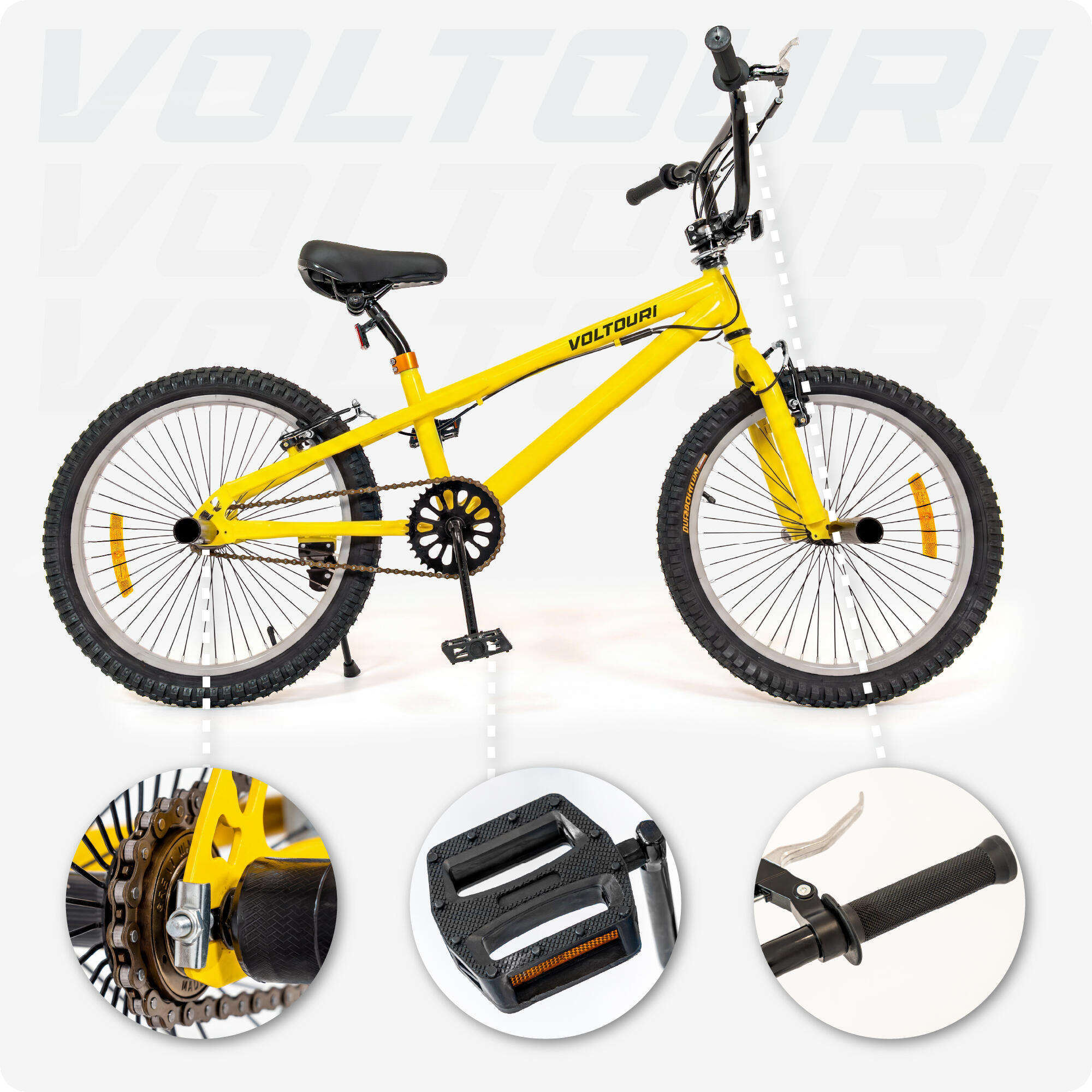 BMX kolo VOLTOURI BK15 20 palců ocelový rám V-Brake freestyle pro děti 7–13 let 3/7