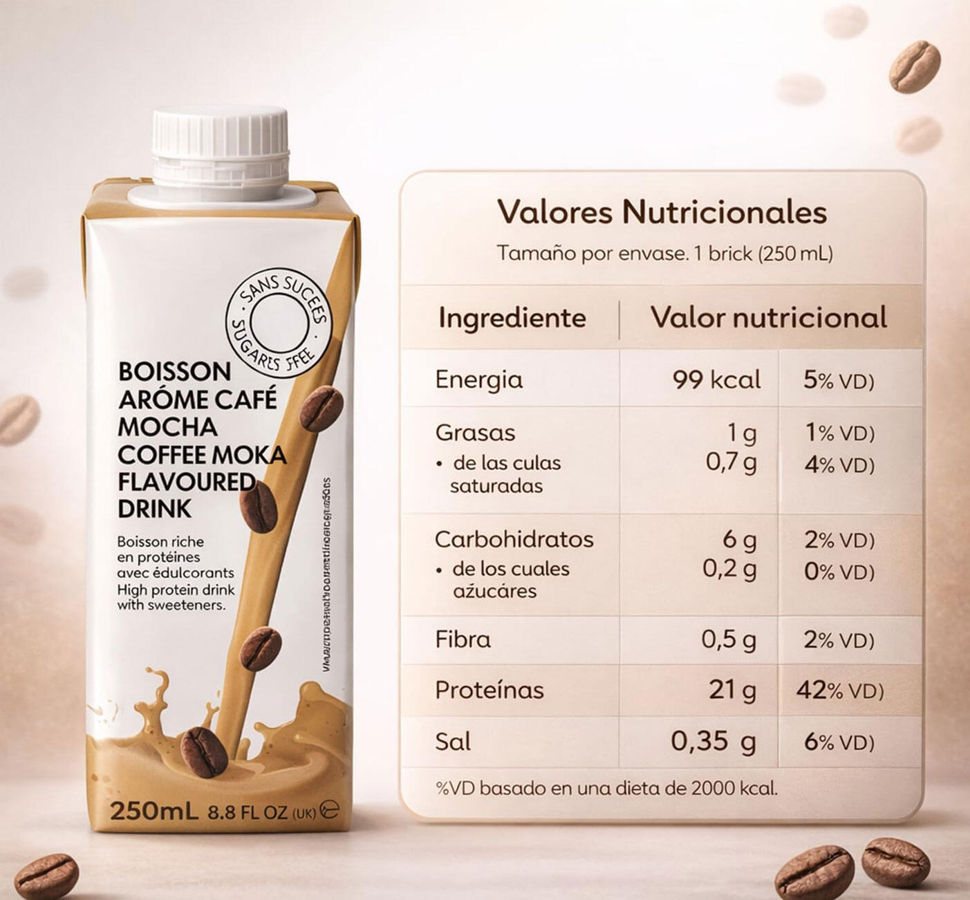 Protein Brick 250 ml de MOKA Pack de 6 unités 2/5