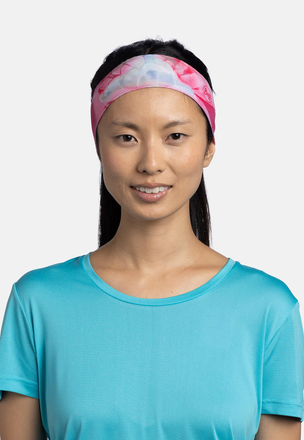Opaska na głowę Buff Coolnet UV+ Headband Slim - esmerald fluor fuchsia 4/5