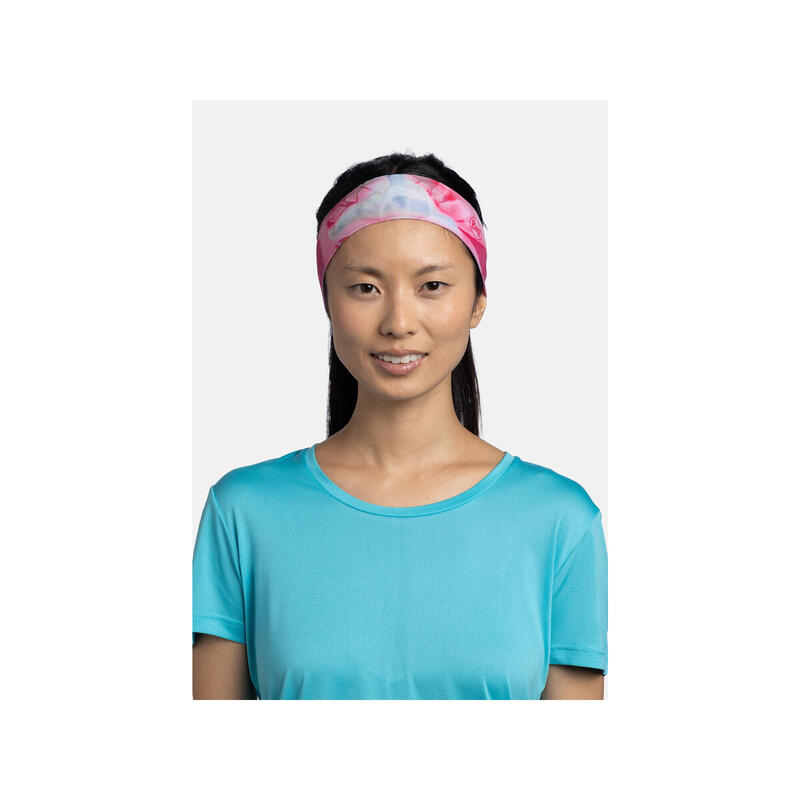 Opaska na głowę Buff Coolnet UV+ Headband Slim - esmerald fluor fuchsia