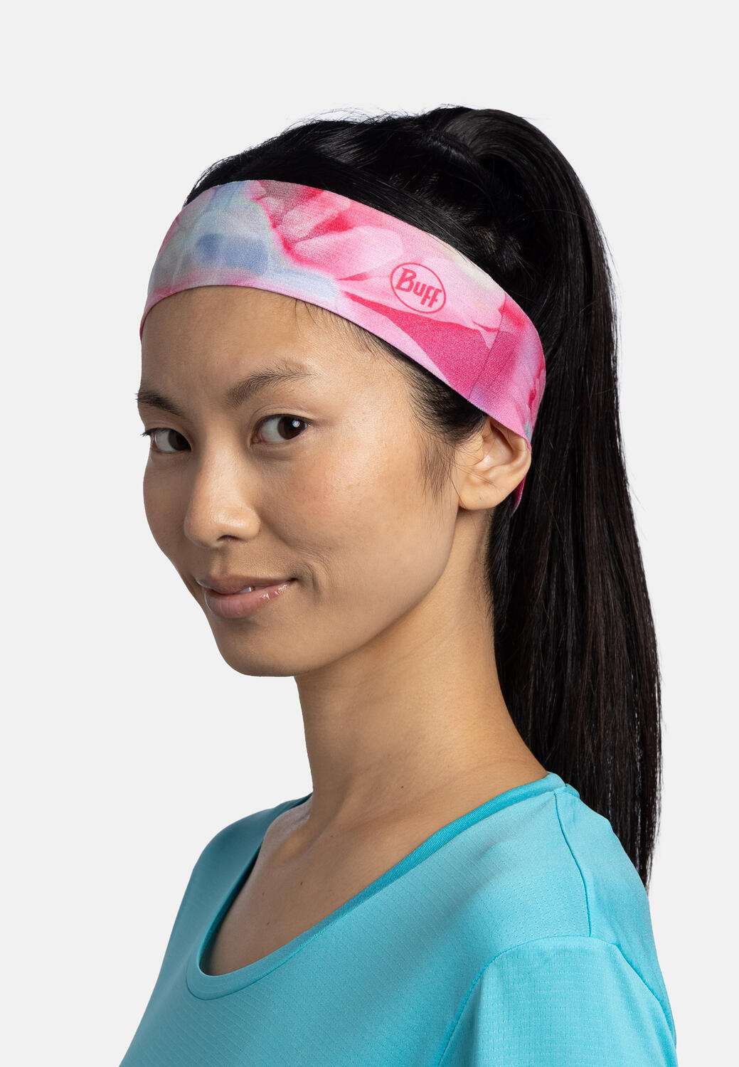 Opaska na głowę Buff Coolnet UV+ Headband Slim - esmerald fluor fuchsia 5/5