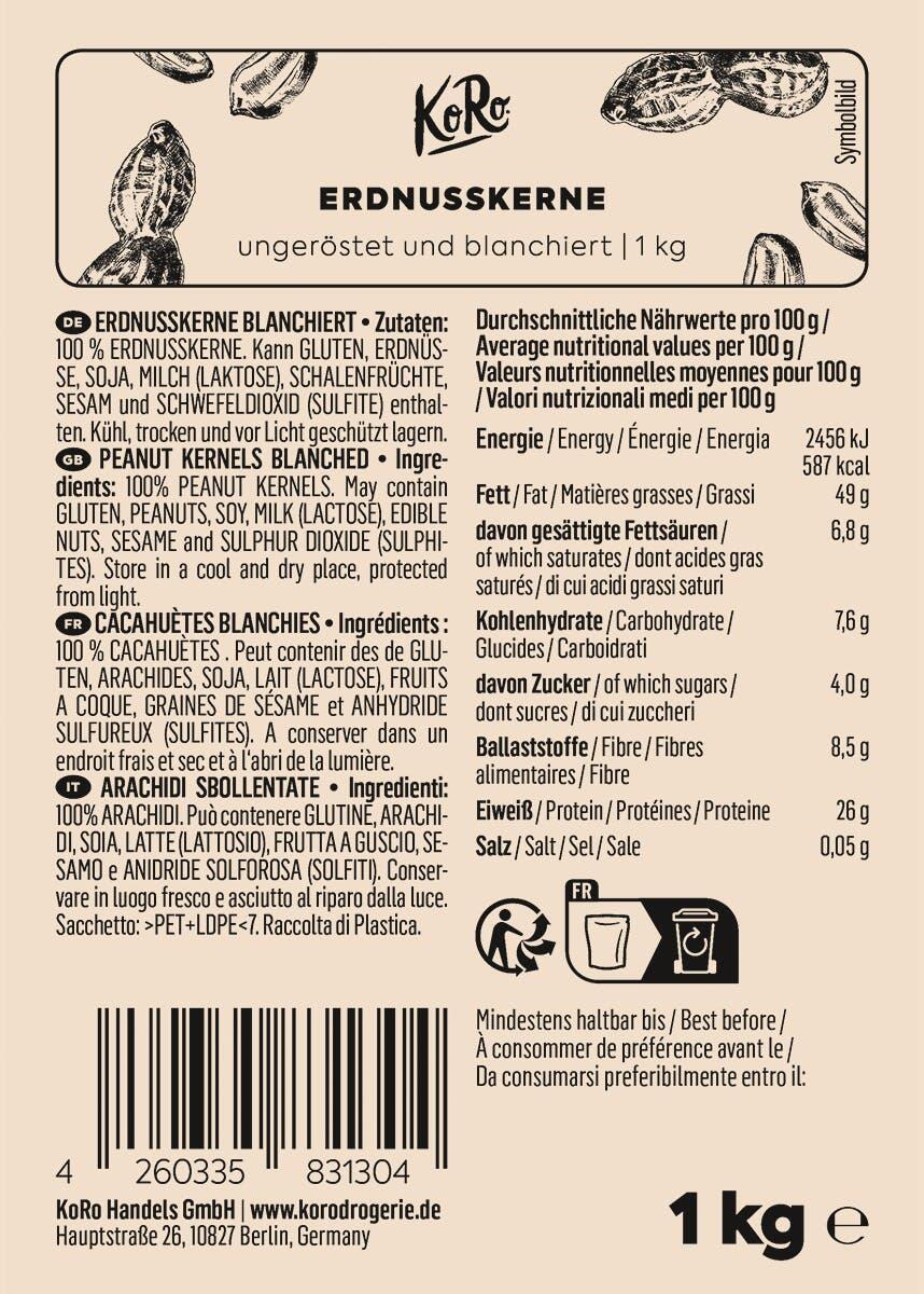 Cacahuètes blanchies et crues 1 kg 2/6