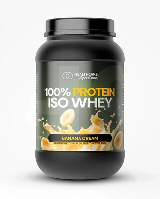 100% whey isolate-eiwit met bananensmaak, pot van 1 kg, sportdone