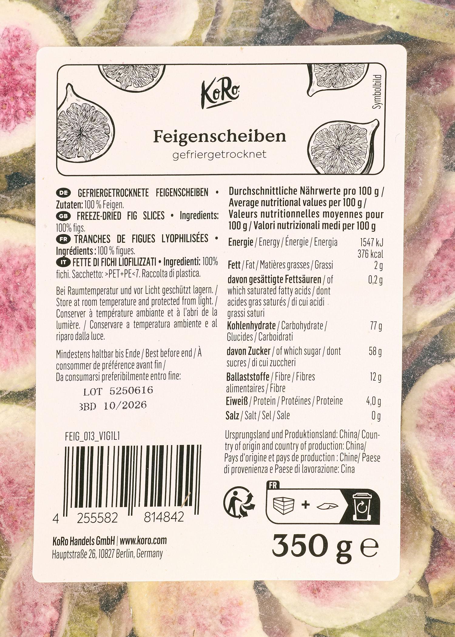 Figues lyophilisées en tranches 350 g 6/6