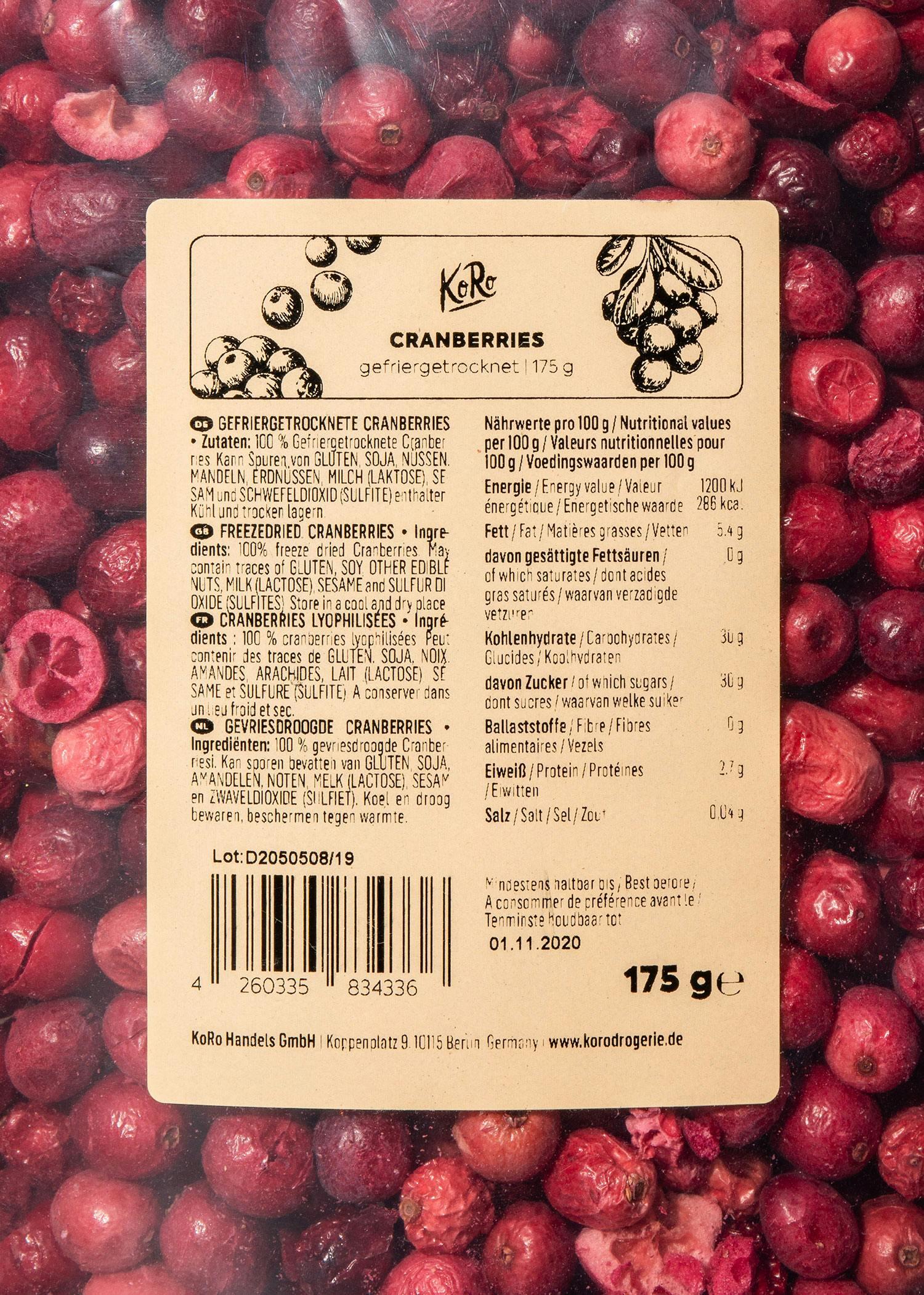 Cranberries lyophilisées 10 x 175 g 4/7