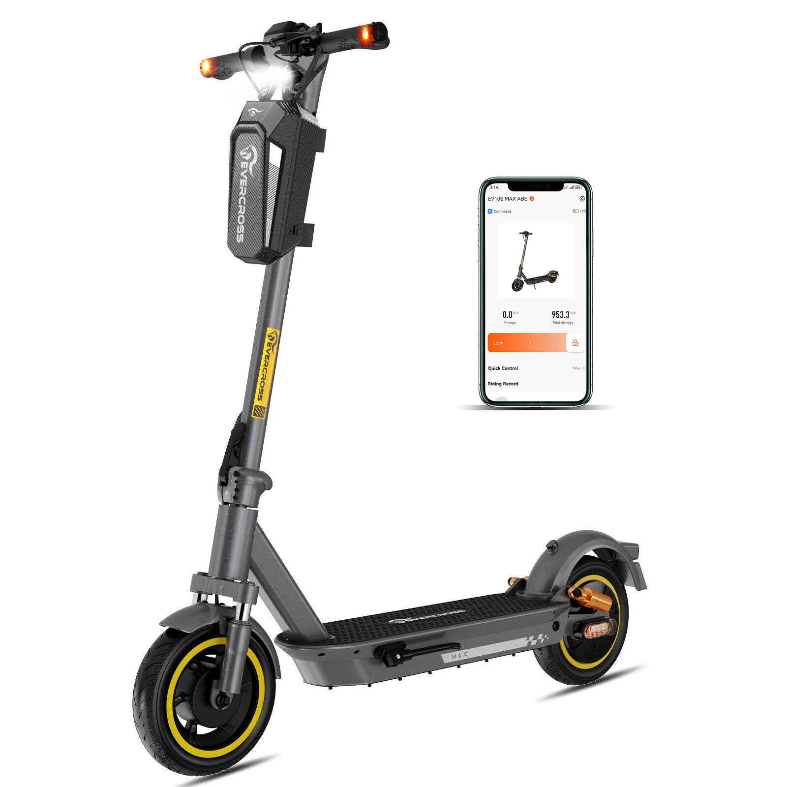 E-Scooter EV10S MAX ABE– Motor 500W, Pneus Runflat 10", Dobrável, APP, 15.6Ah