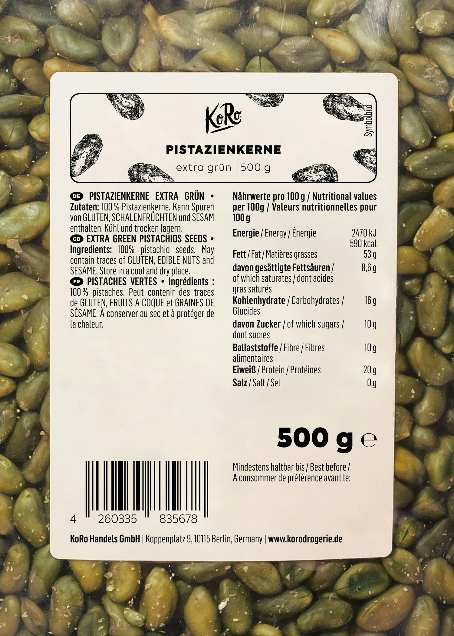 Pistaches vertes décortiquées 500 g 4/6