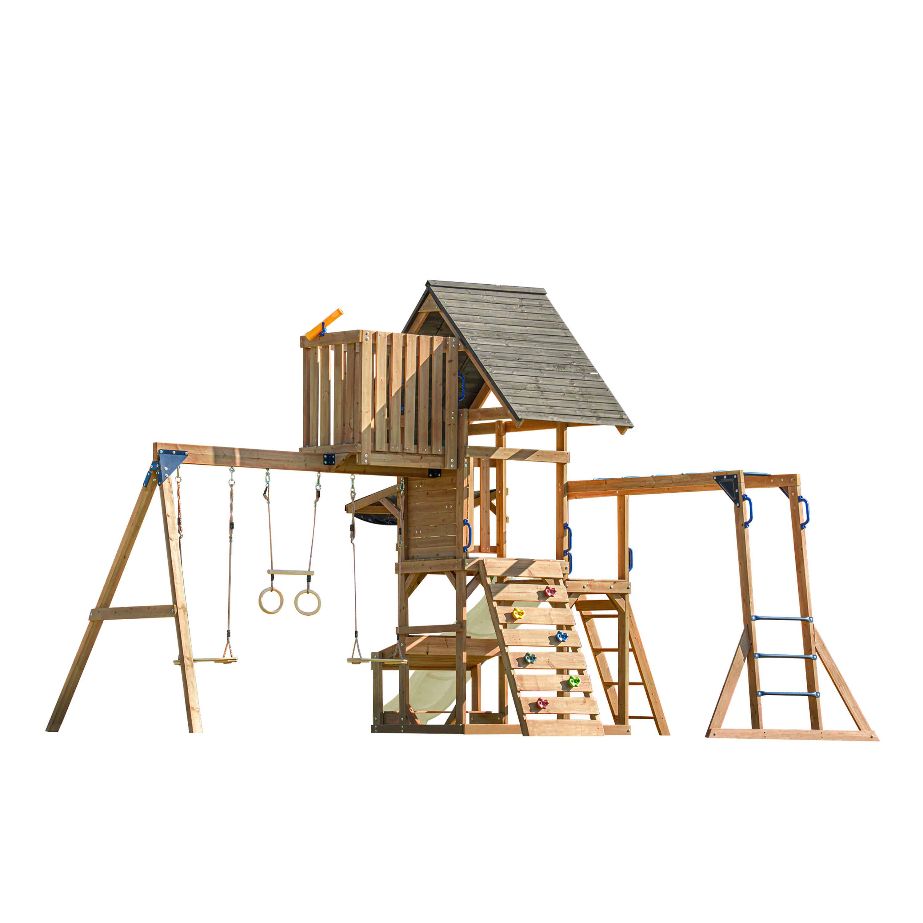 Aire de jeux en Bois Mitch avec 2 Balançoires, Toboggan Crème 5/7