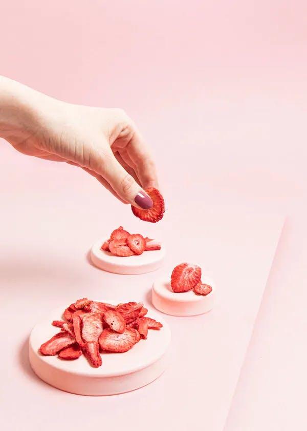Fraises lyophilisées en tranches 350 g 5/7