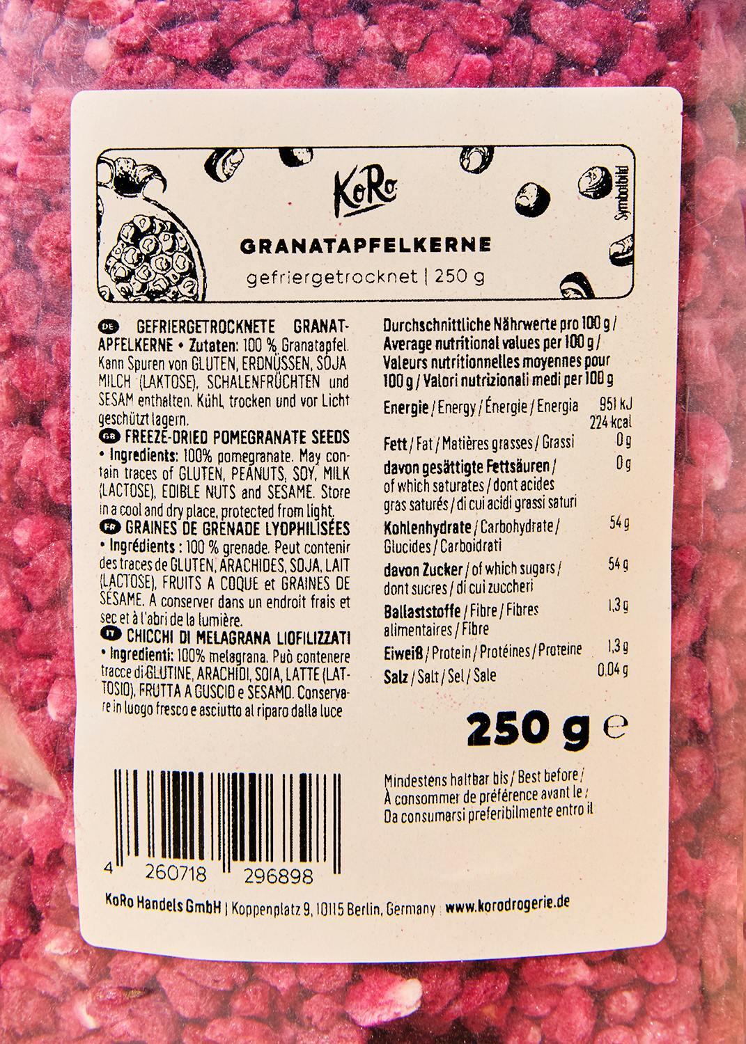 Graines de grenade lyophilisées 250 g 4/7