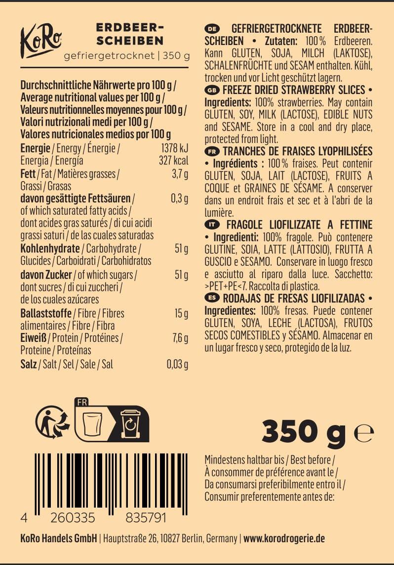 Fraises lyophilisées en tranches 350 g 4/7