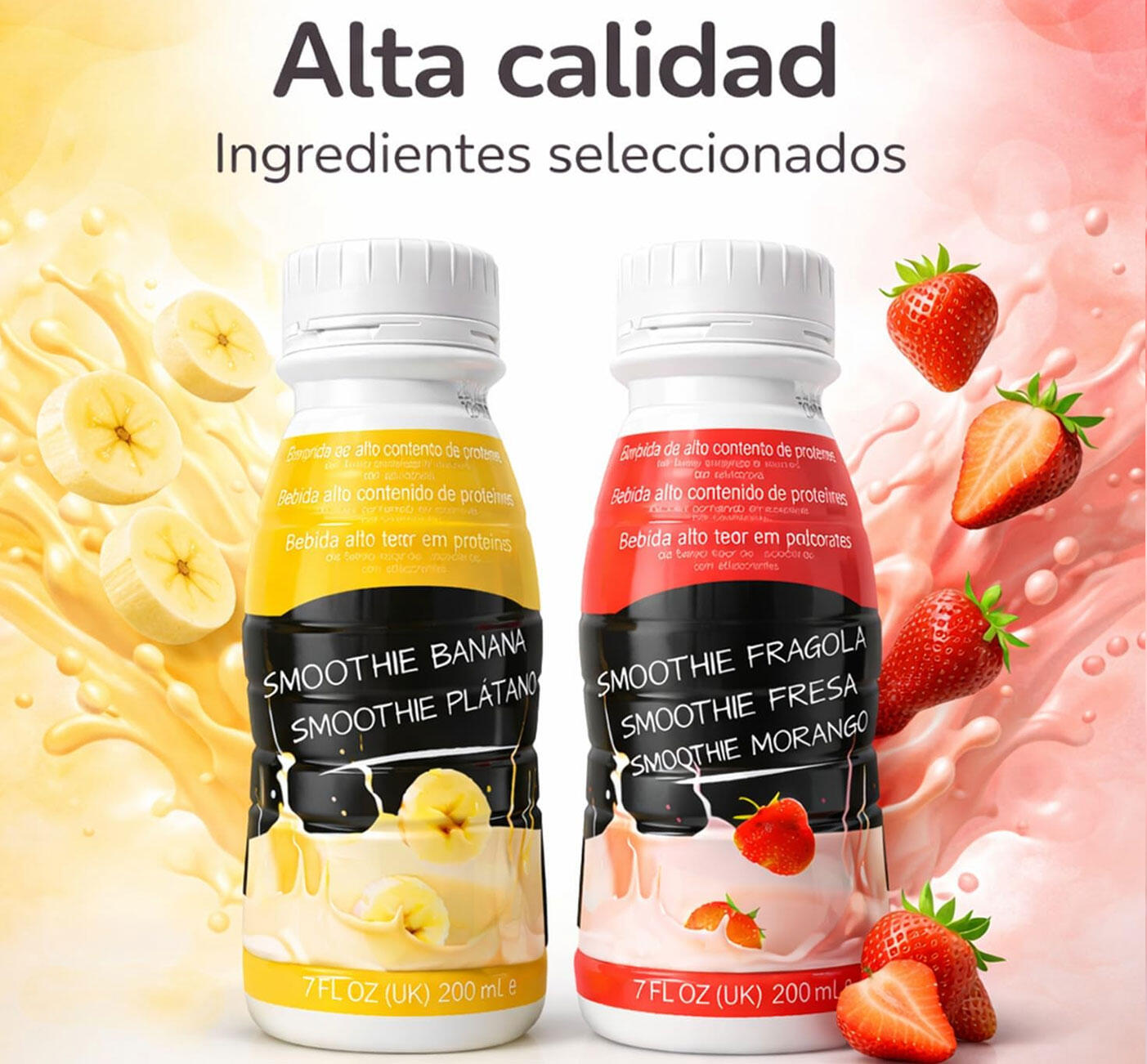 Protein Smoothie Bouteille 200 ml Mixte Fraise Banane Pack de 8 unités 5/5