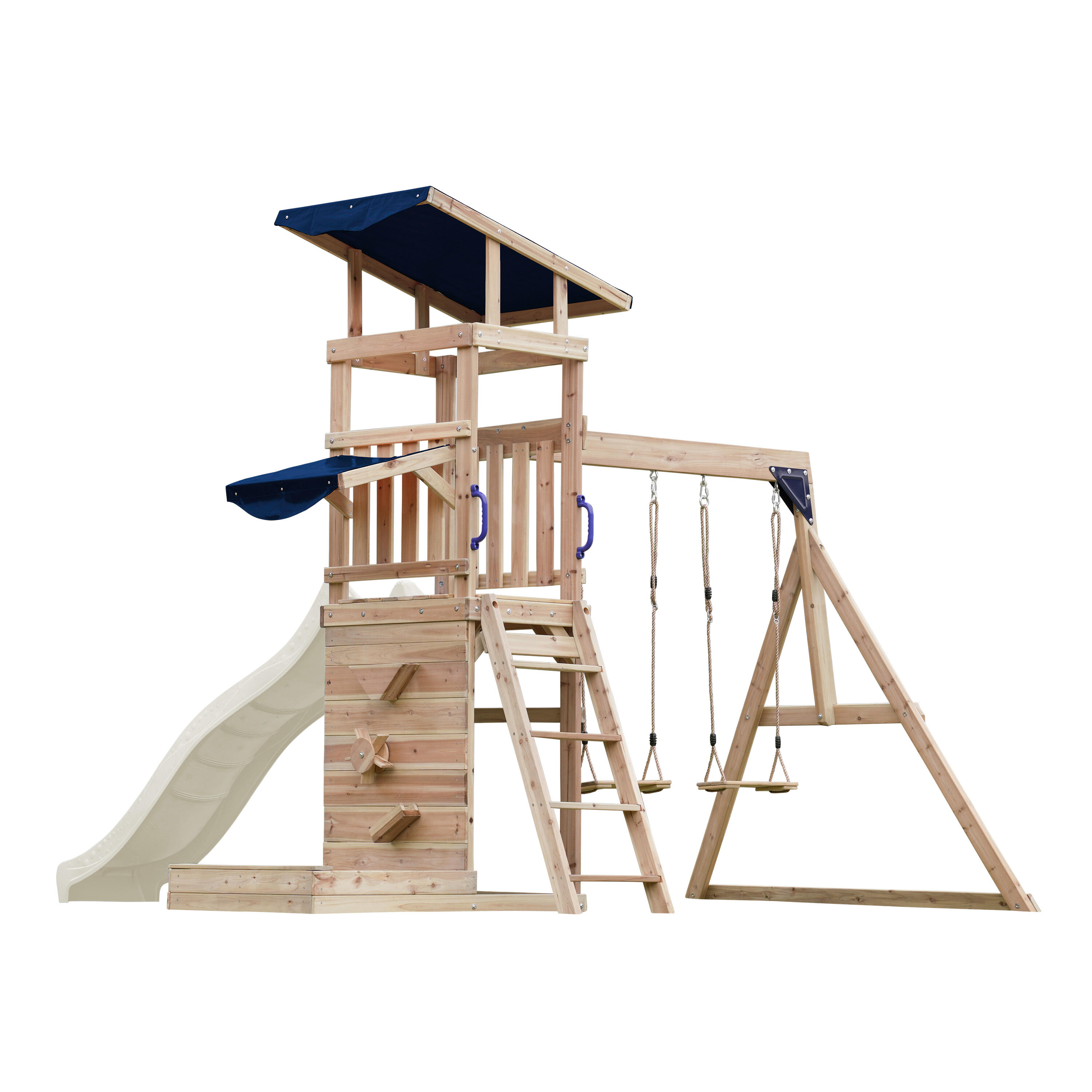 Malik Spielturm aus Holz mit 2 Schaukeln, Rutsche Crème 6/7