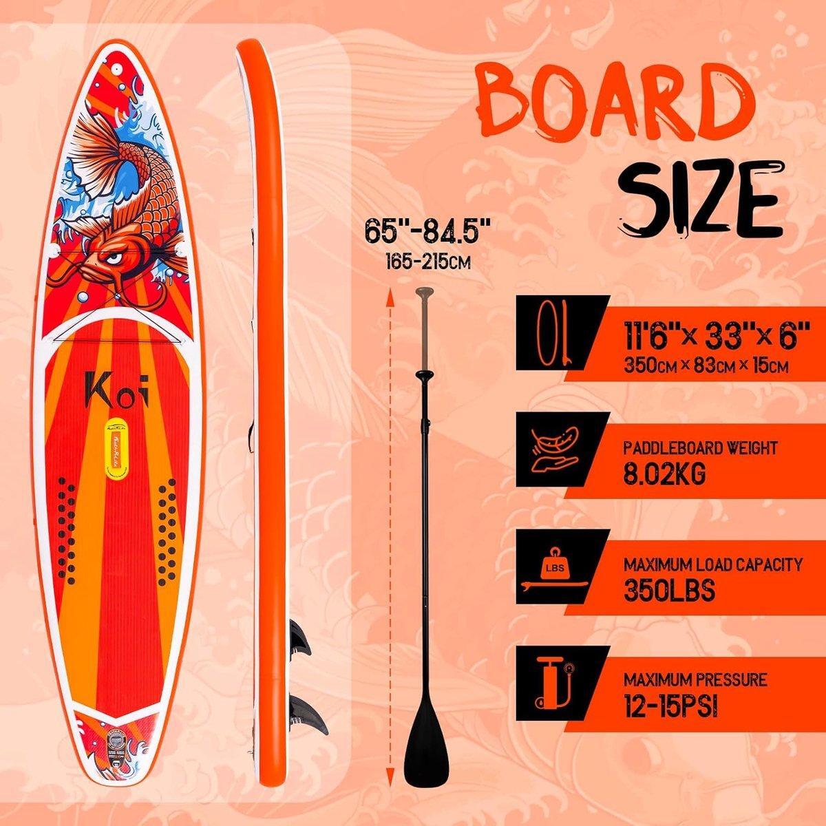 FunWater SUPFR01E 11'6" 8kg/150kg/15cm Koi rojo set 4/6