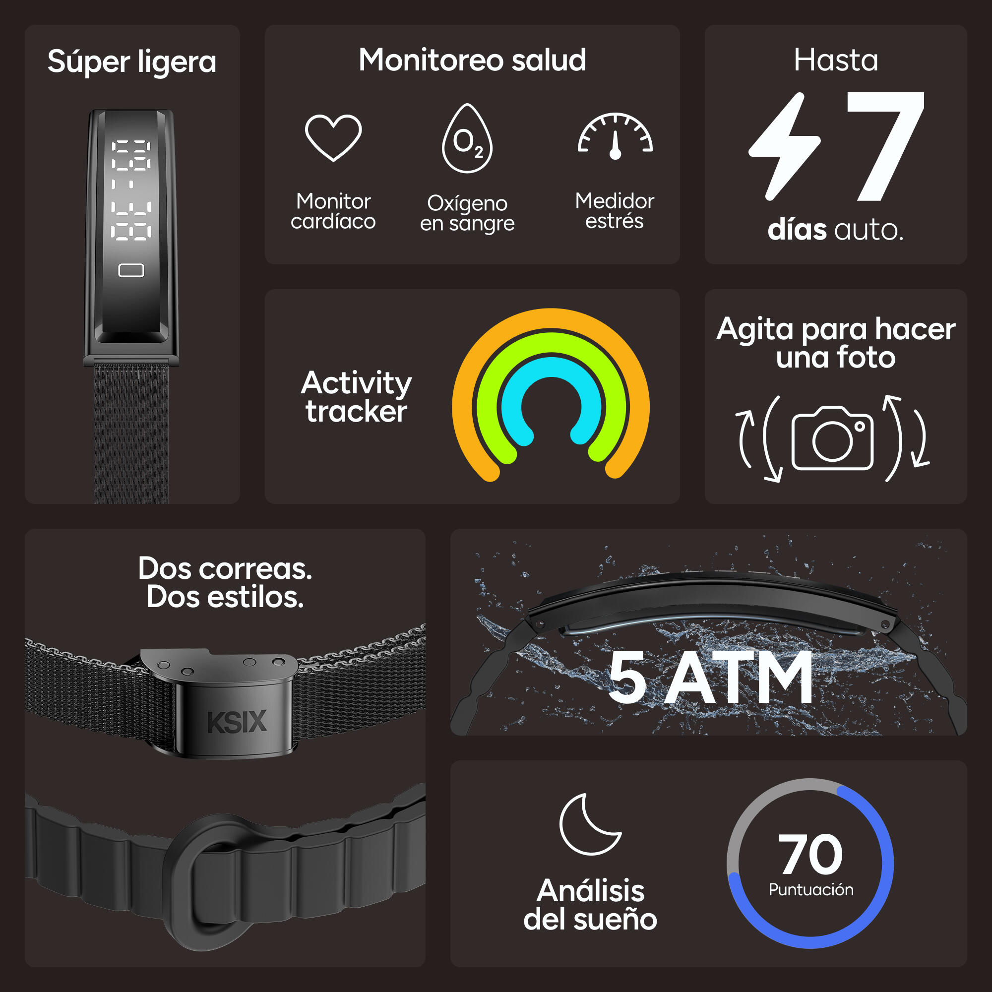 Pulseira inteligente ultraleve KSIX Serena com tela 2/7