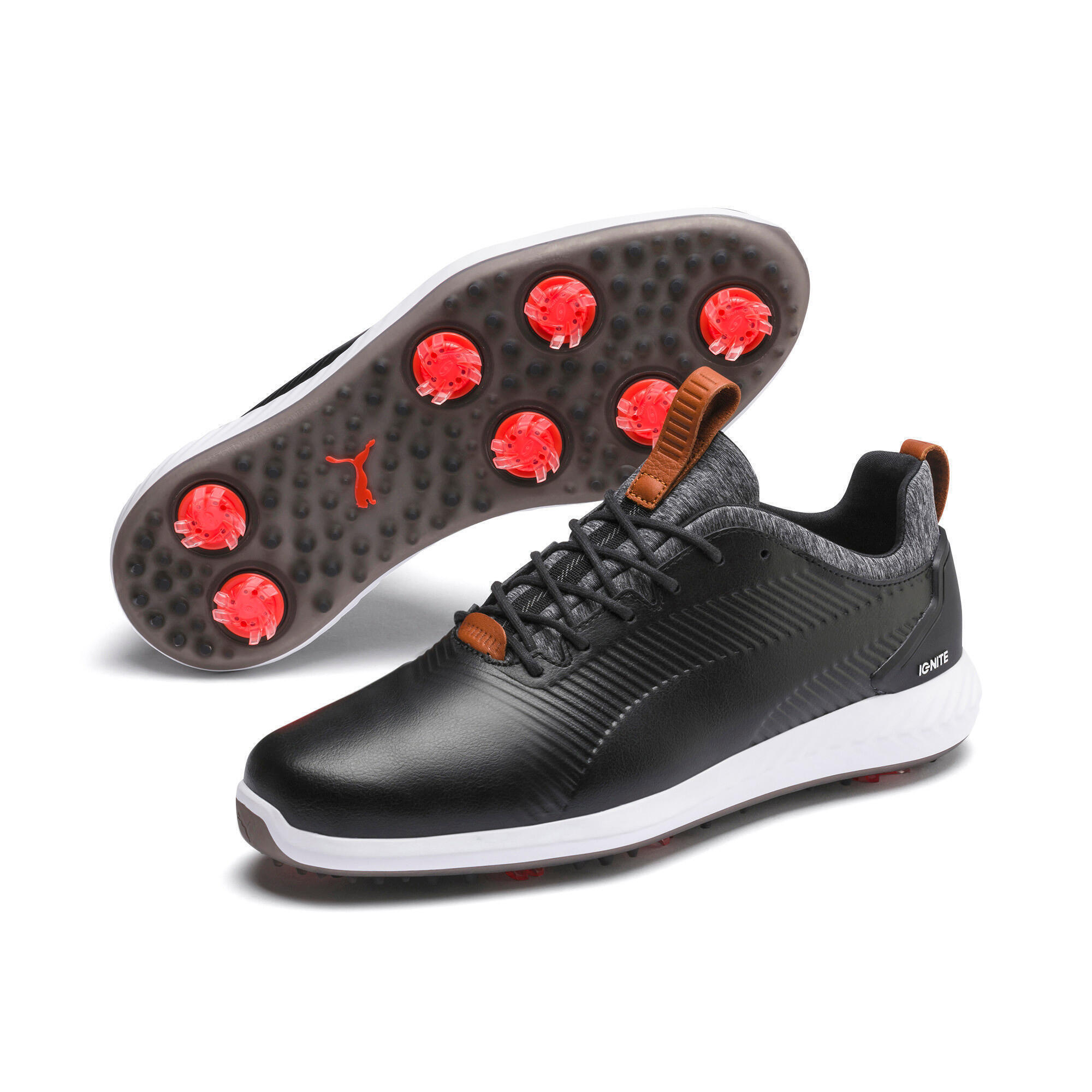 Puma IGNITE PWRADAPT Leather 2.0 Golf Shoes - Black 1/5