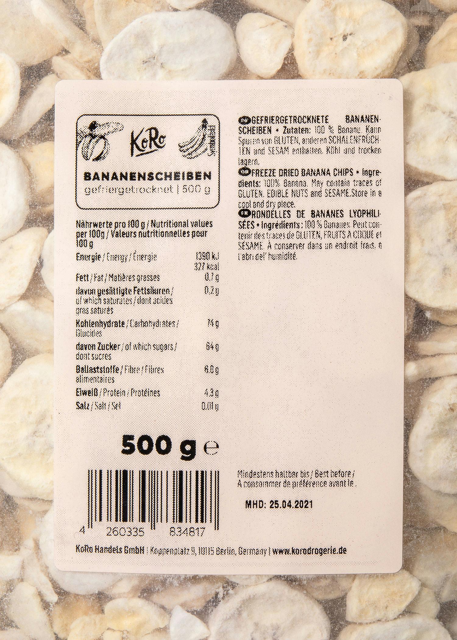 Bananes lyophilisées en rondelles 500 g 6/7