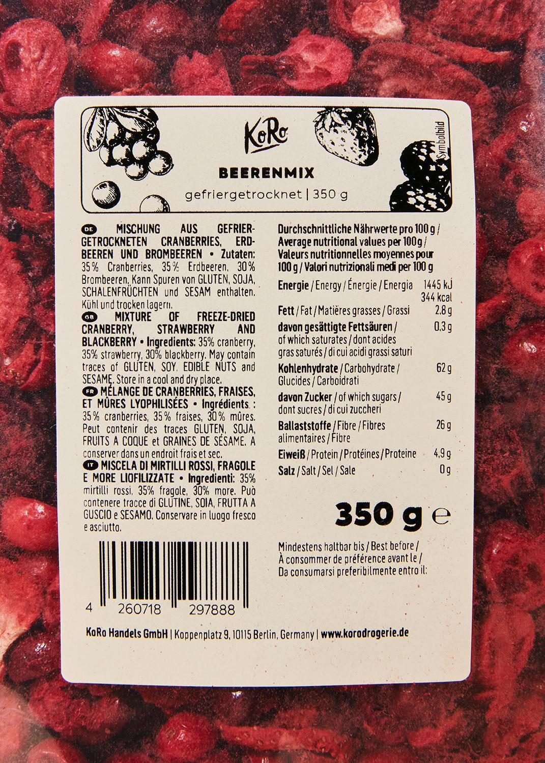 Mélange de baies lyophilisées 350 g 4/7