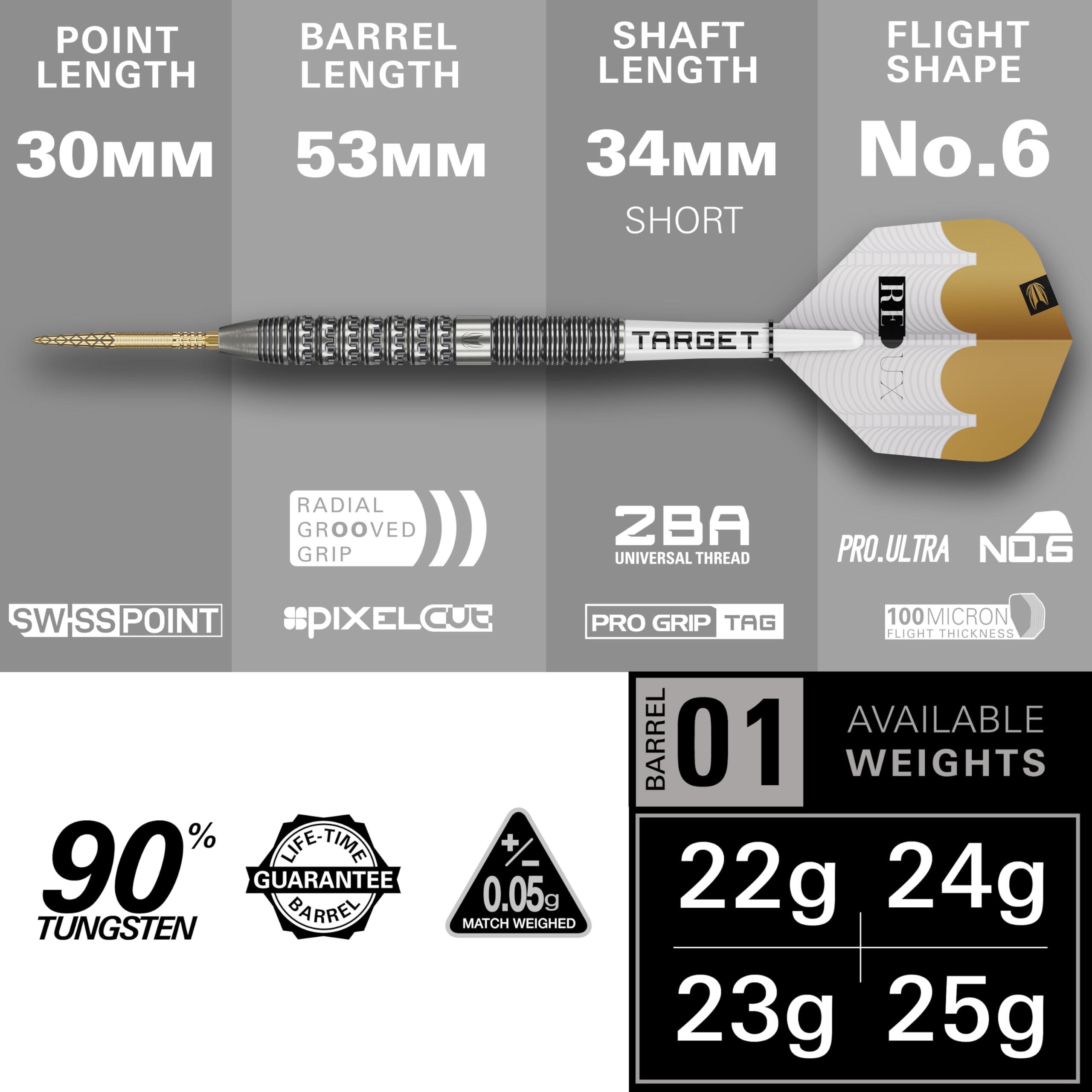 Redux 90% Tungsten Swiss Point Steel Tip Darts 25g 2/6