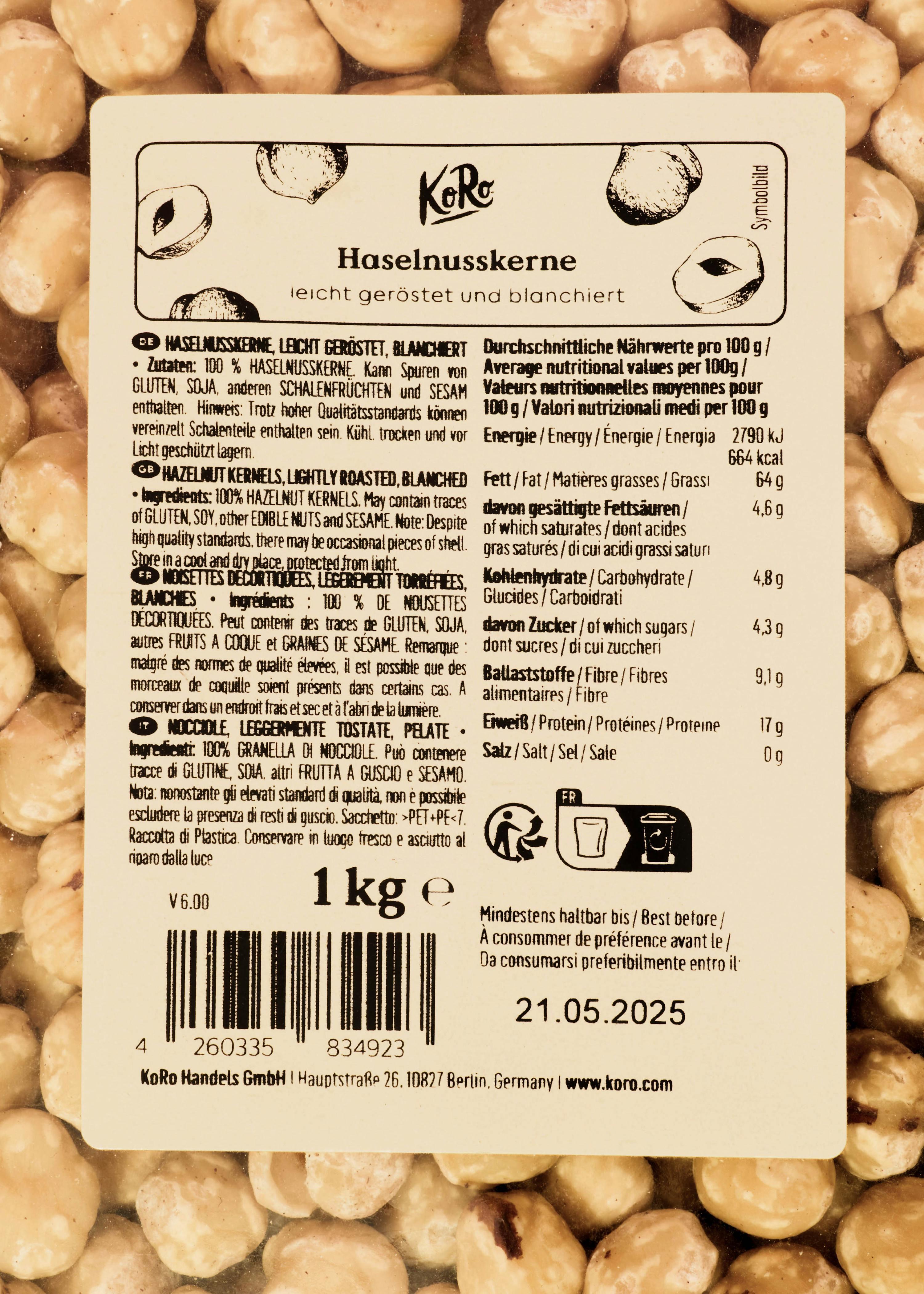 Nocciole leggermente tostate e pelate | 1 kg 4/6
