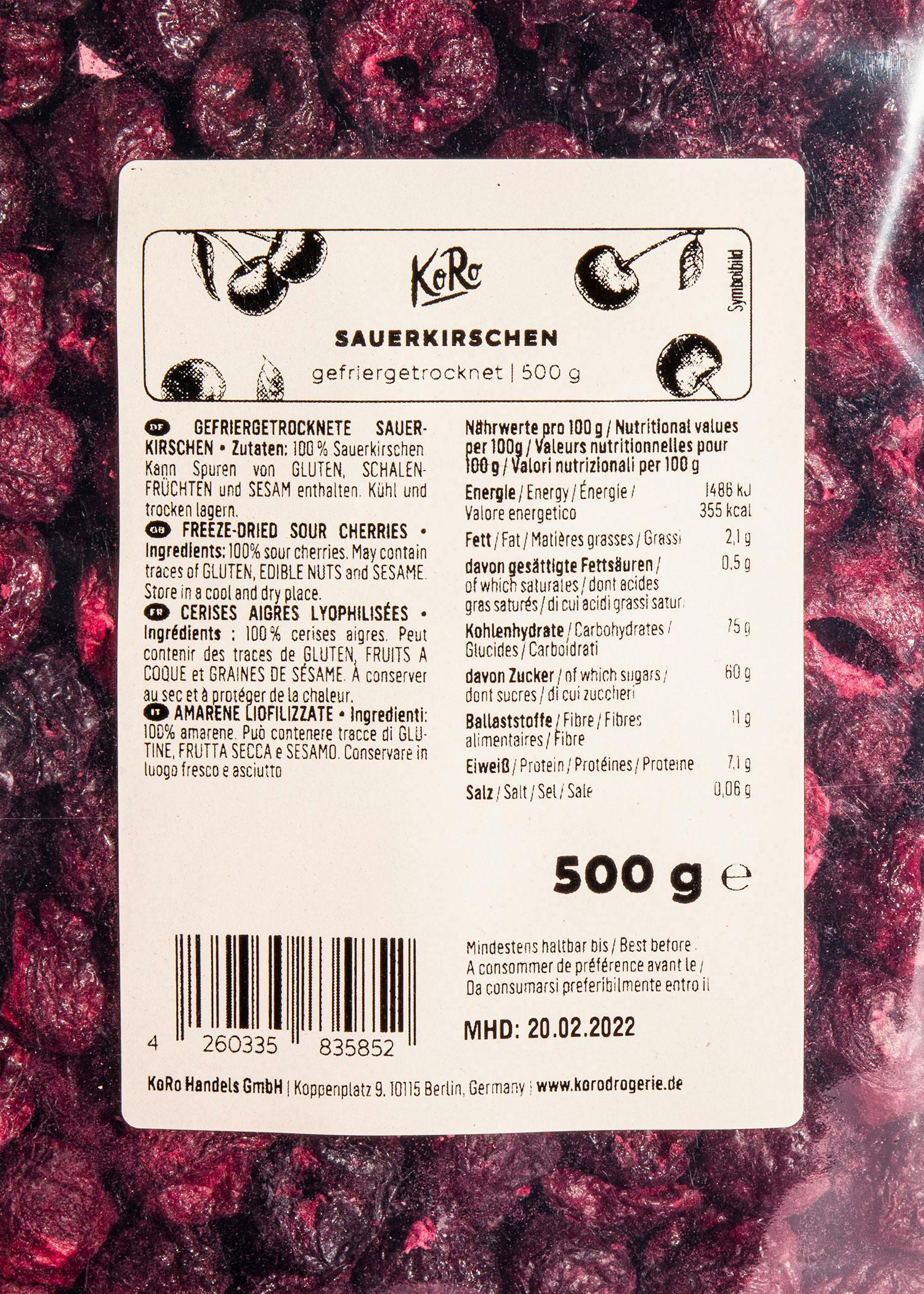 Griottes entières lyophilisées 500 g 4/6