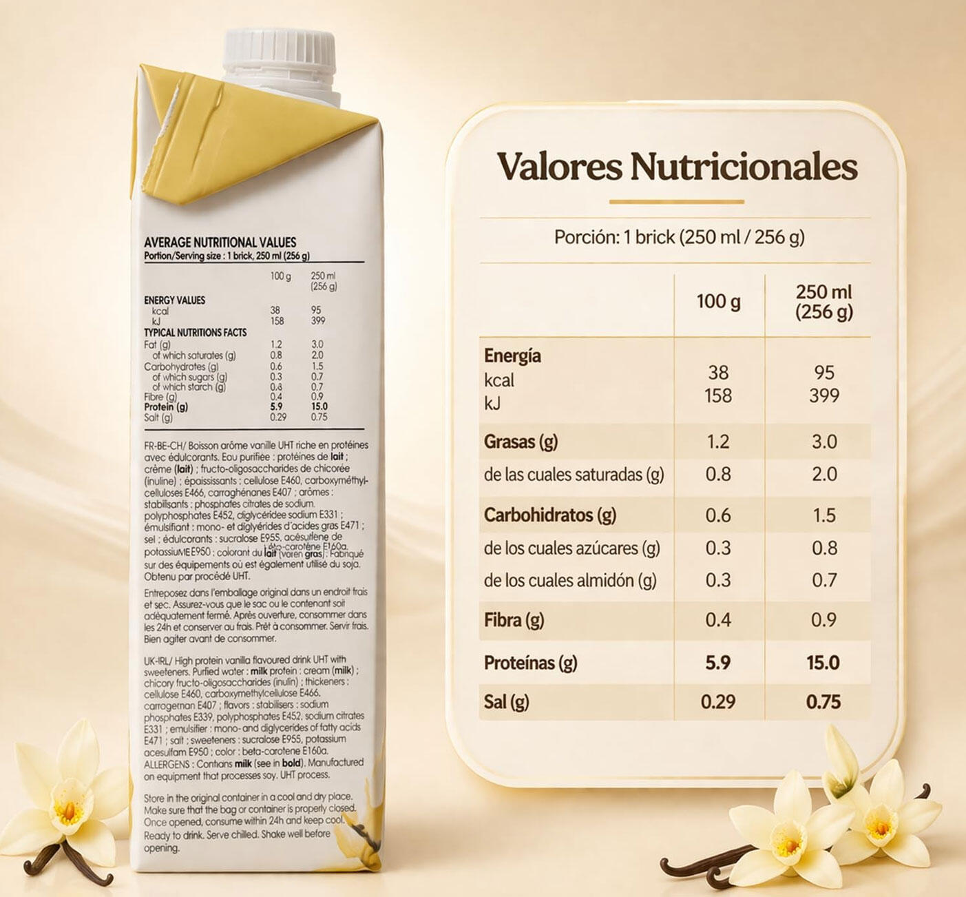 Protein Brick 250 ml de VAINILLA Pack 6 unidades 2/5