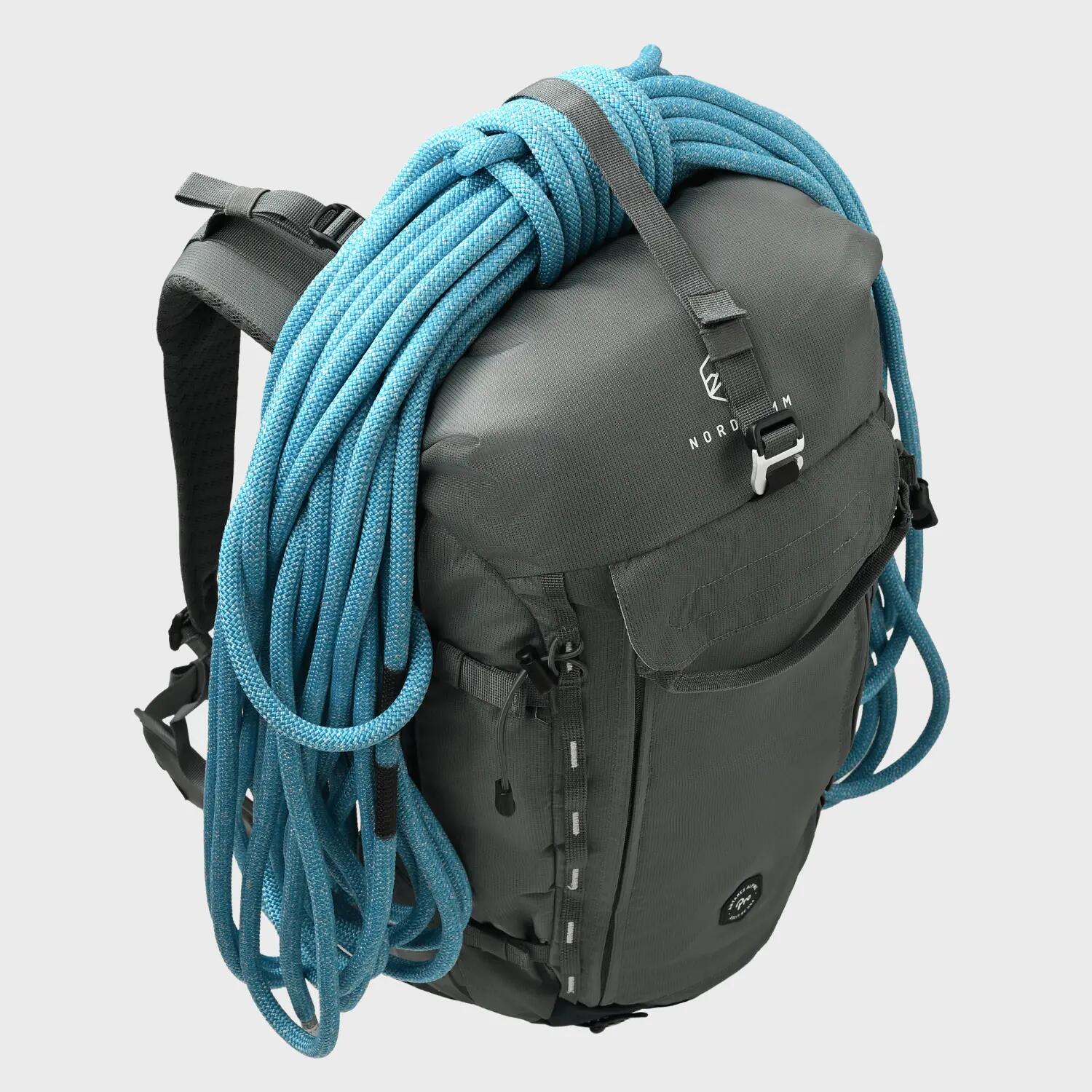 Zaino da trekking 30L donna uomo per sport di montagna, rolltop, 30 litri verde 5/7
