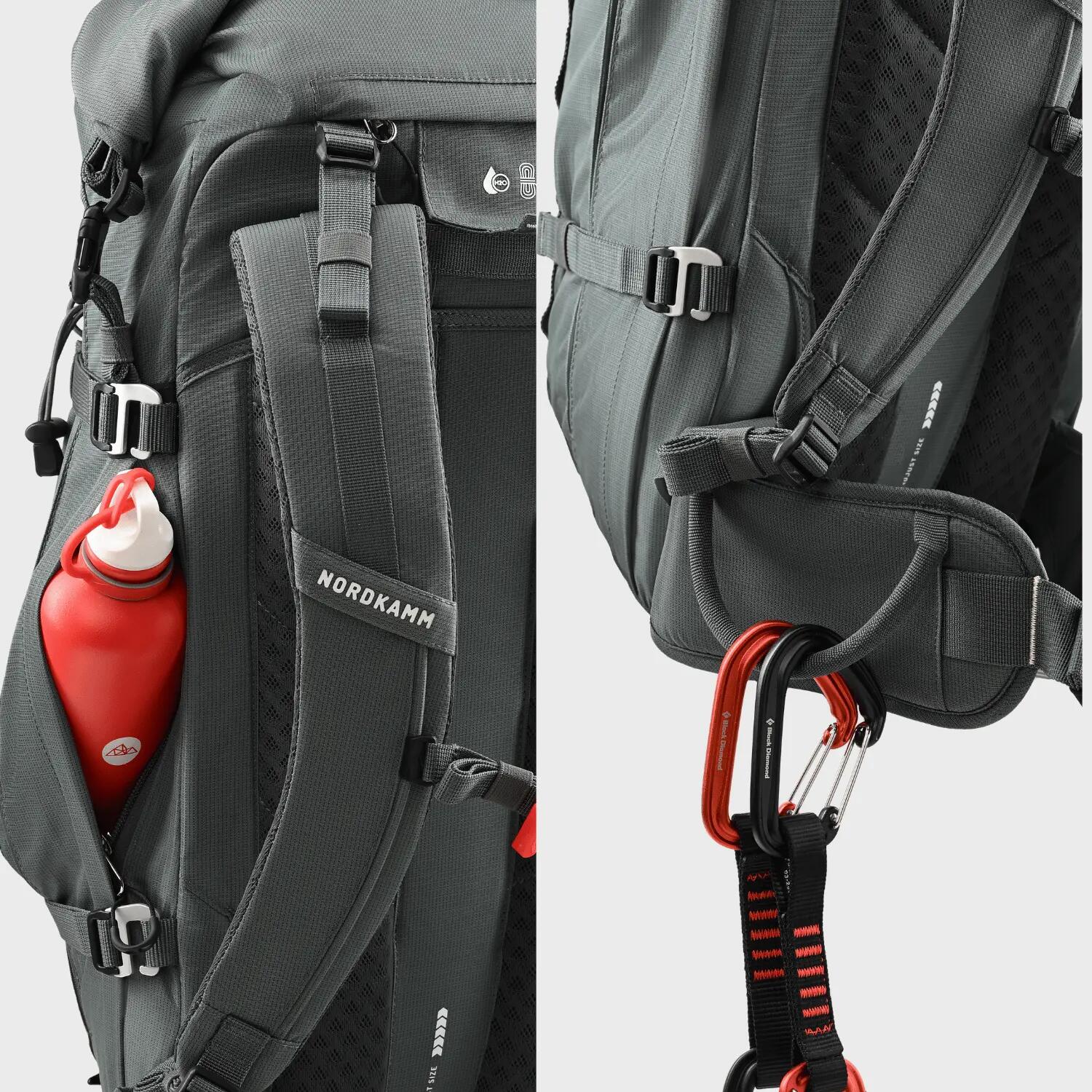 Zaino da trekking 30L donna uomo per sport di montagna, rolltop, 30 litri verde 4/7