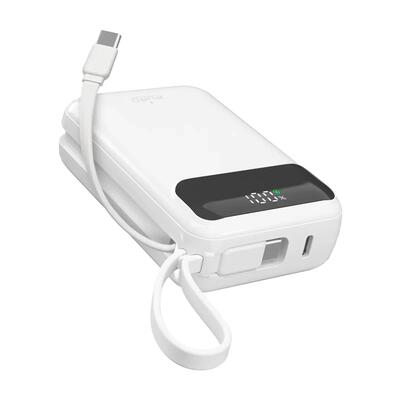 Powerbank met 20.000 mah en 45 w, lcd-display en geintegreerde usb-c-kabels