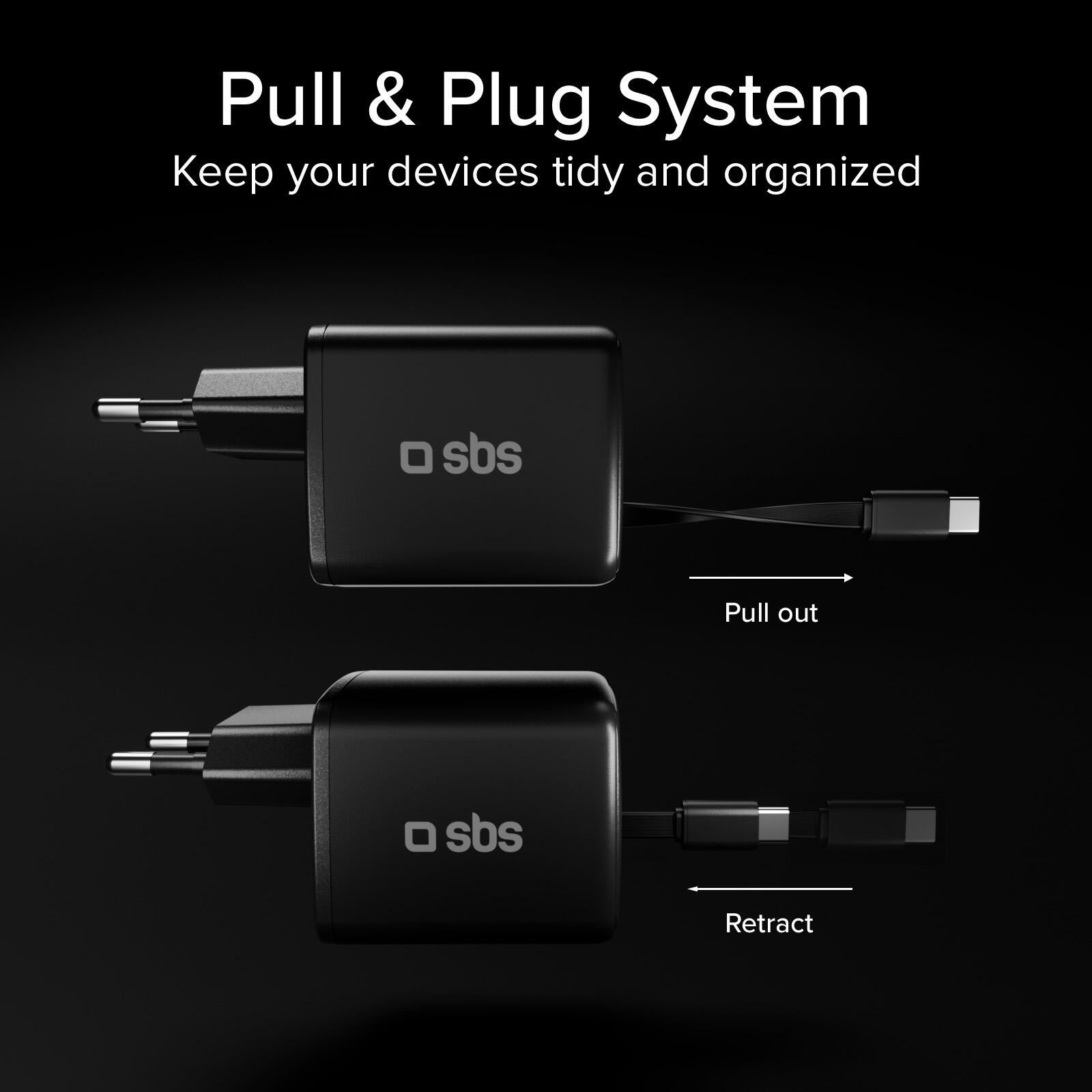 Caricatore USB-C 65 W con cavo retrattile GaN 6/7