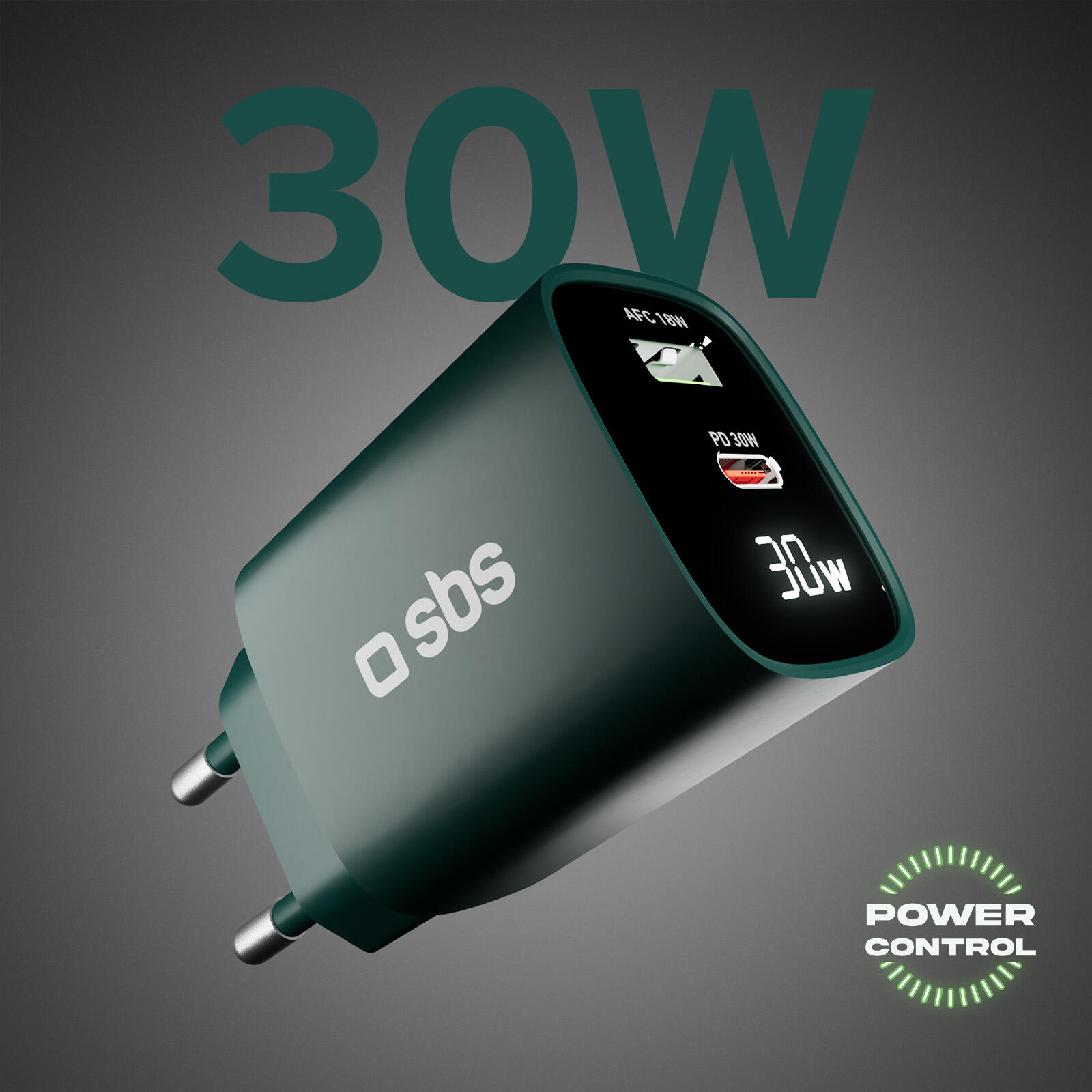 Chargeur mural LCD USB‑C 30W + USB‑A 18W 2/7