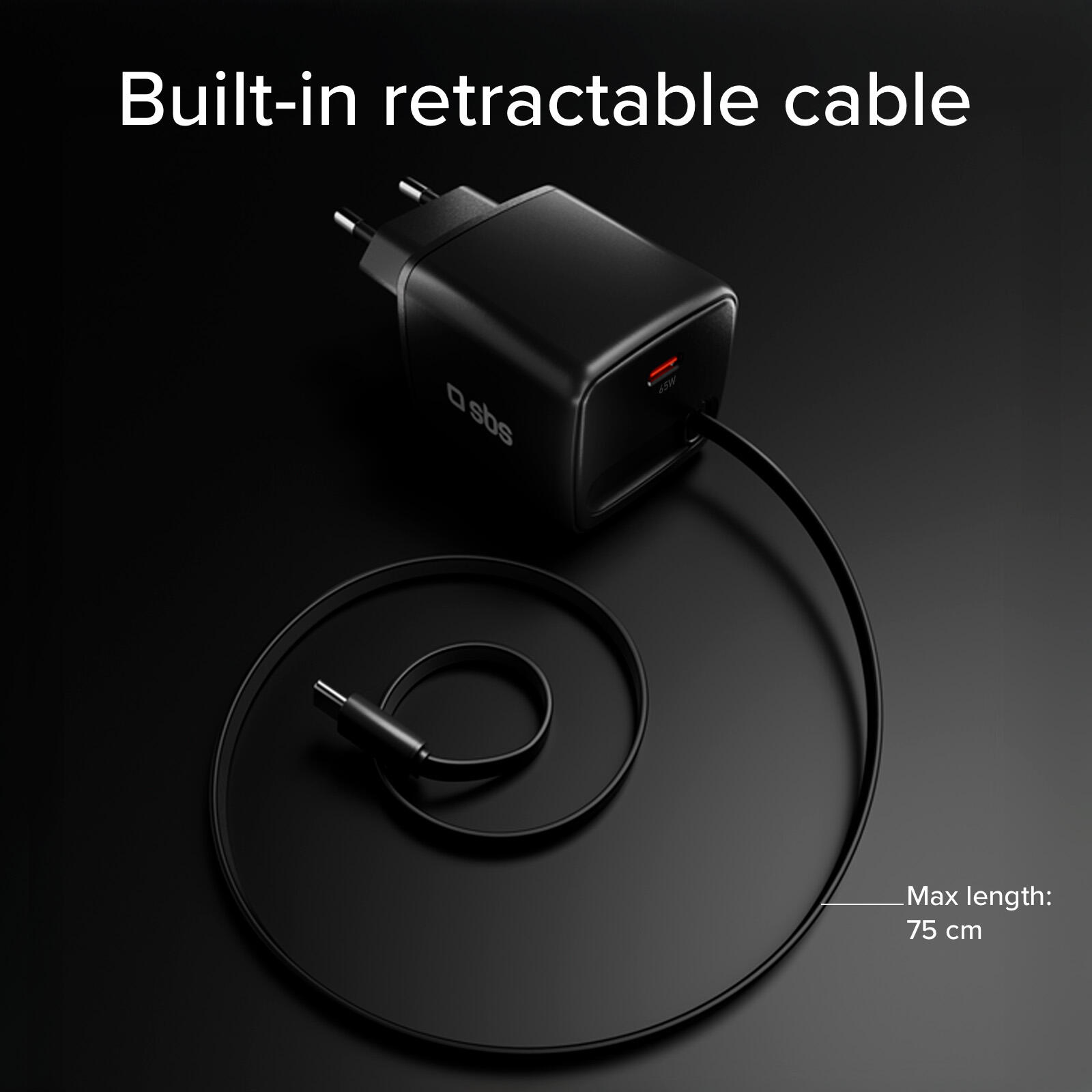 Caricatore USB-C 65 W con cavo retrattile GaN 5/7