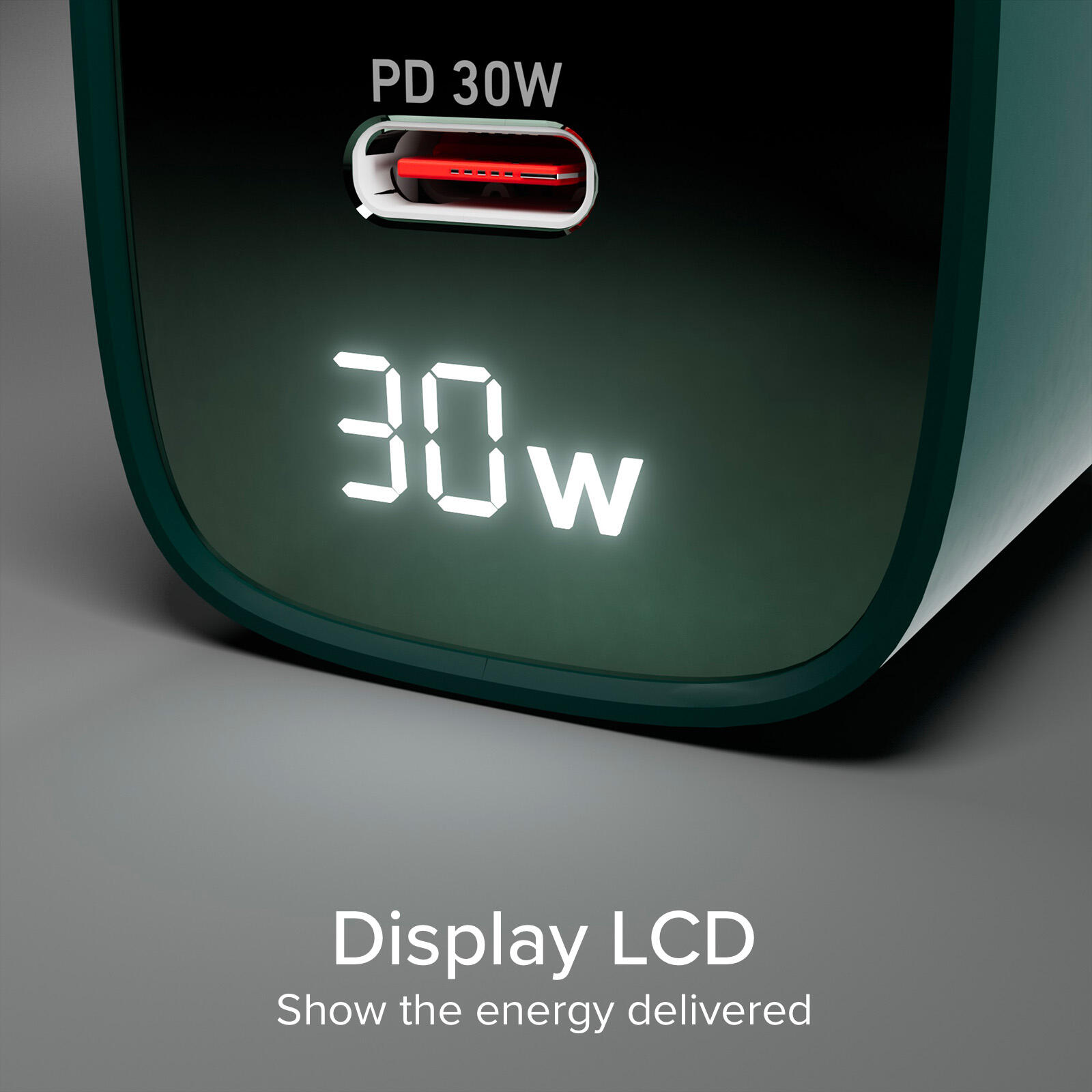 Chargeur mural LCD USB‑C 30W + USB‑A 18W 5/7