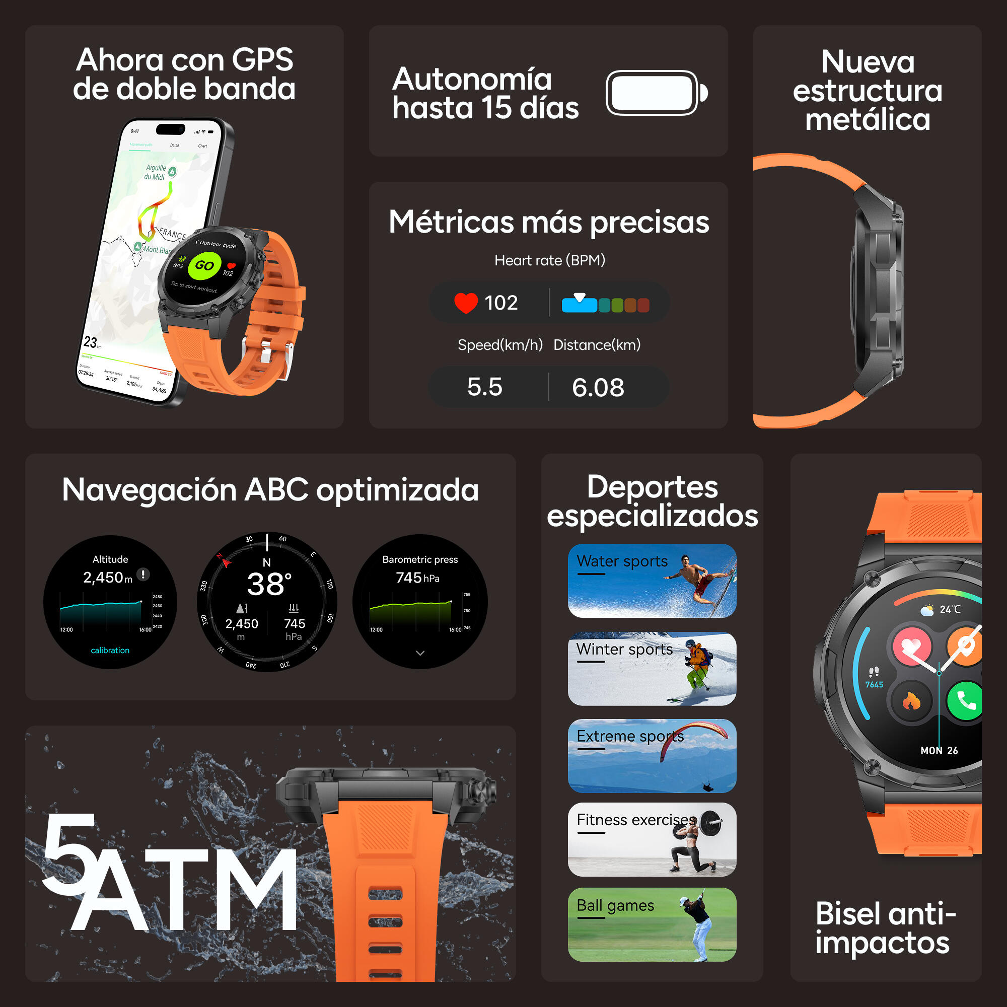 Smartwatch KSIX Explorer 2 Go com GPS de banda dupla 2/7