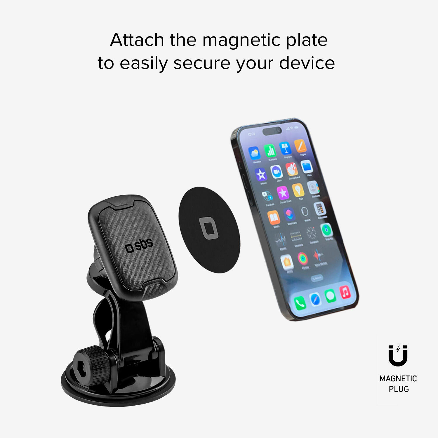 Arizona - Supporto auto magnetico per telefono con fissaggio a ventosa 2/4