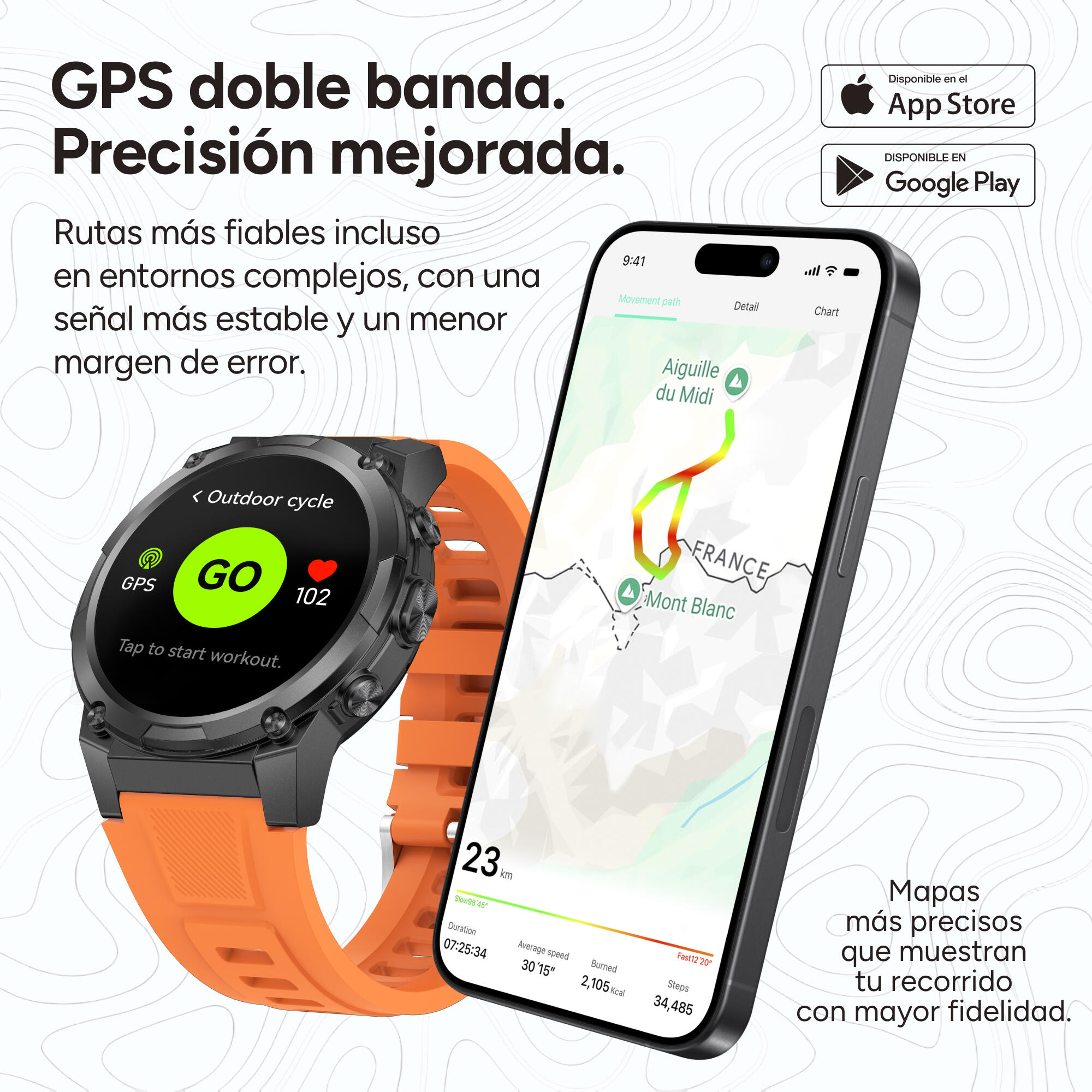 Smartwatch KSIX Explorer 2 Go com GPS de banda dupla 4/7