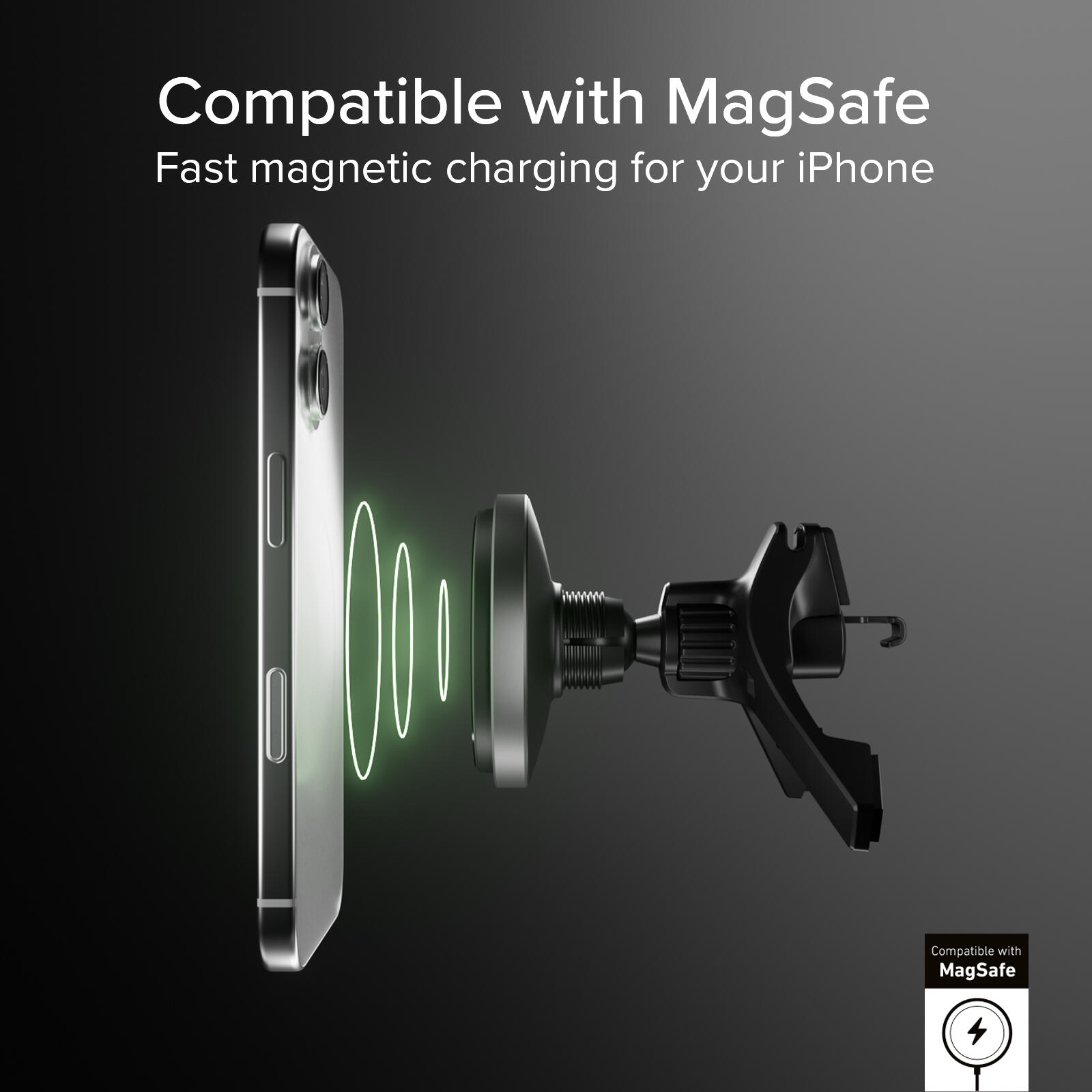 Support de grille d'aération magnétique compatible avec la charge MagSafe 6/7
