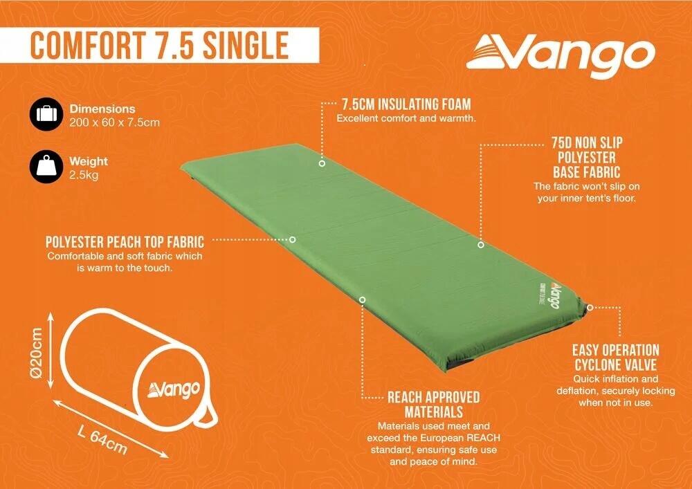 Mata kempingowa jednoosobowa Vango Comfort 7,5 6/6