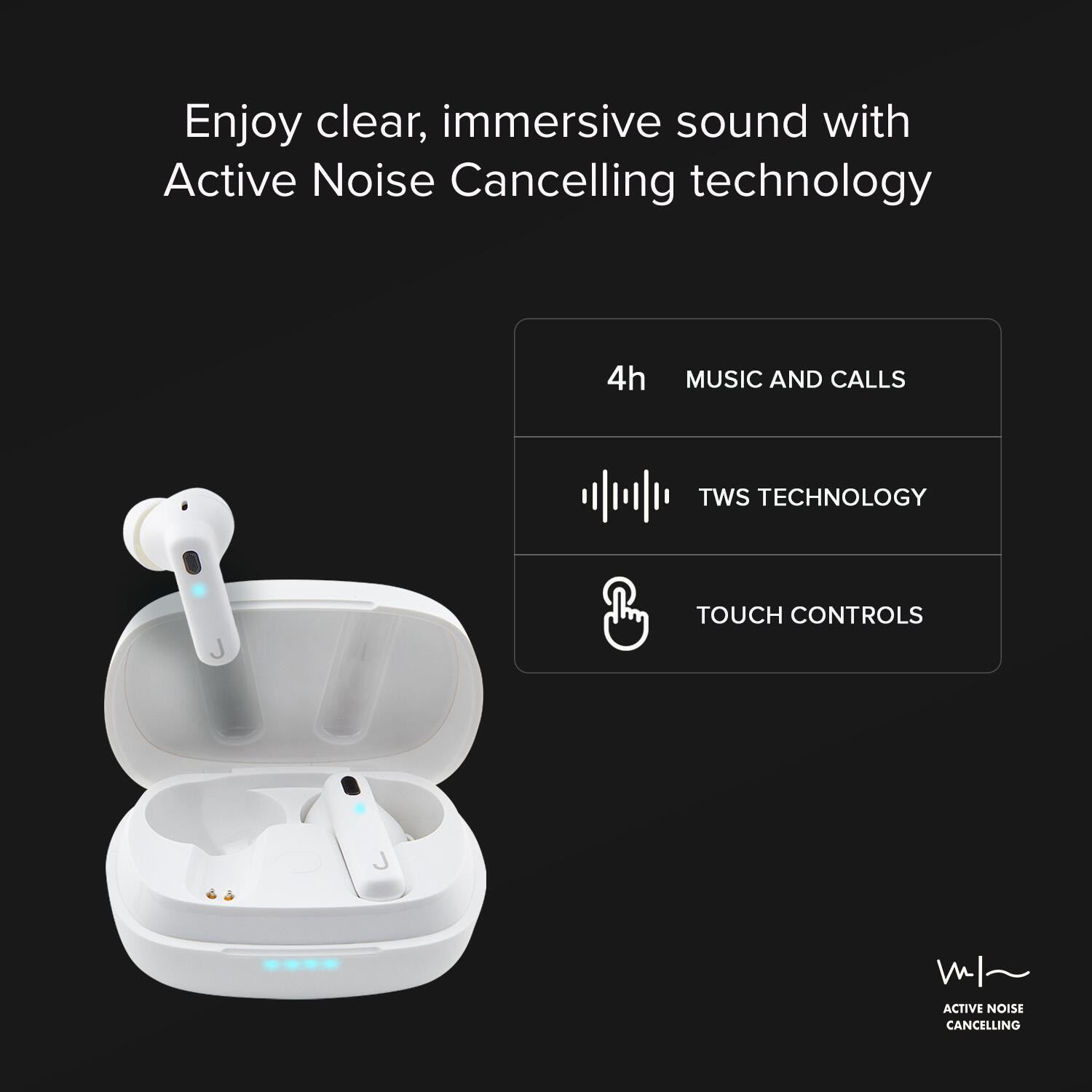 Sense - Auricolari TWS con tecnologia Active Noise Cancelling (ANC) 3/4