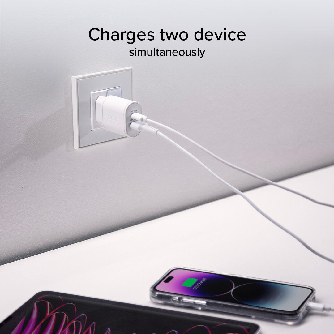 Caricabatterie caricatore 20 Watt - Ricarica ultra rapida e due porte USB 5/7