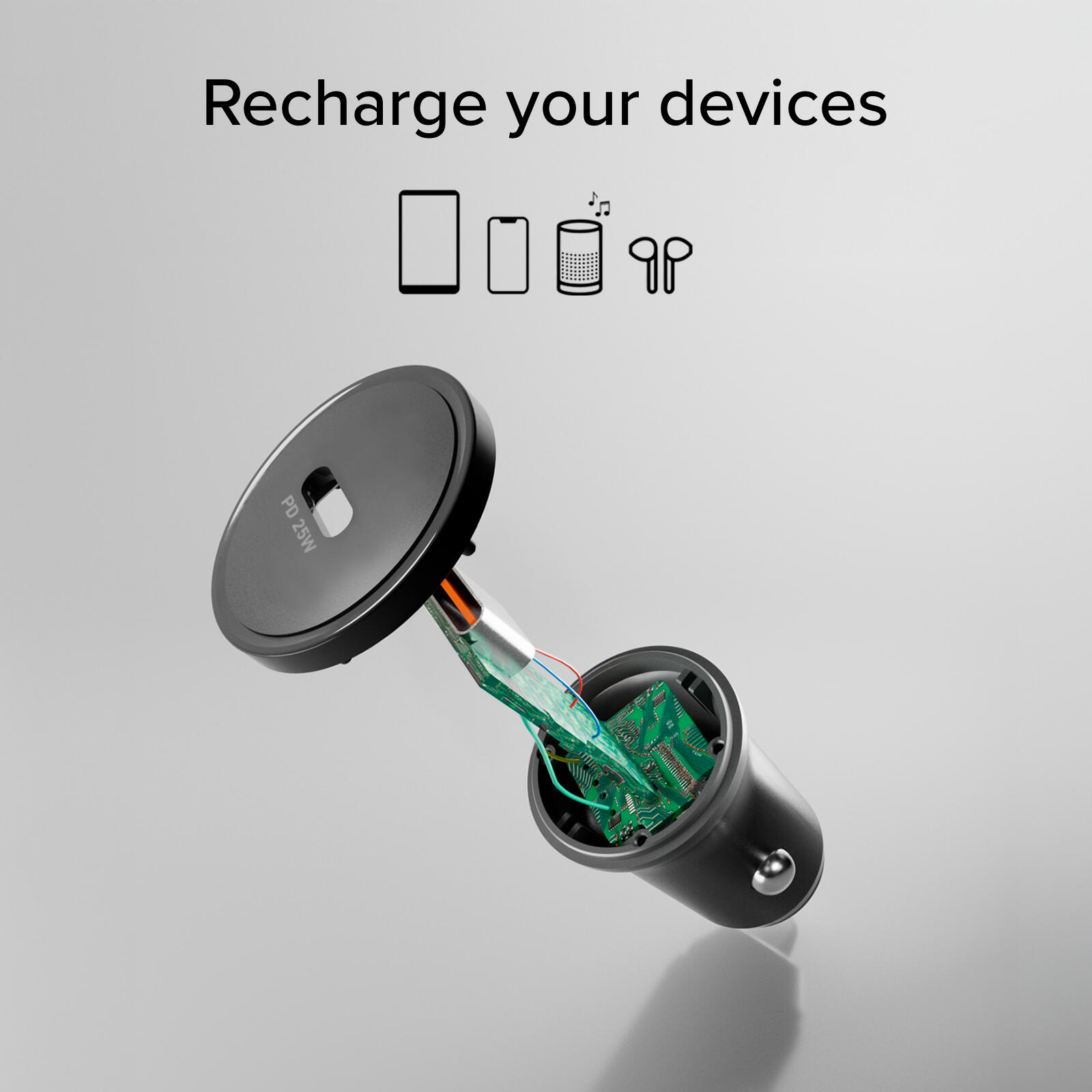 Kit caricatore auto PD 25 Watt + cavo USB-C USB-C 4/7