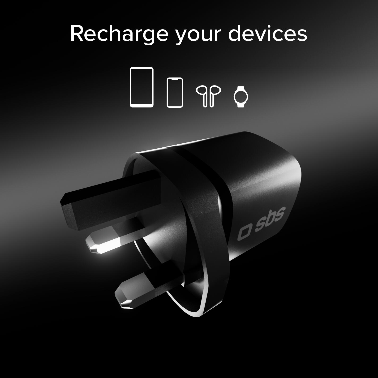 Caricatore caricabatterie con presa USB-C a 20W di potenza e spina inglese UK 5/7