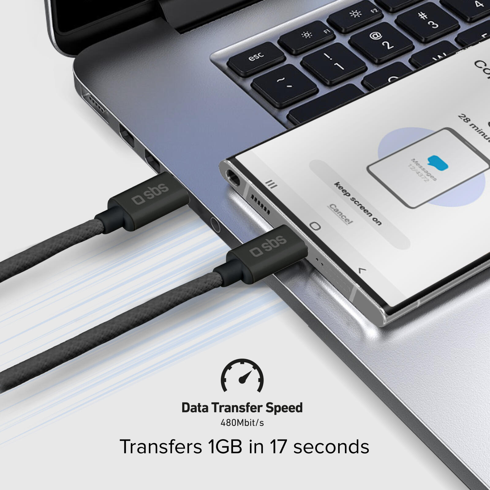 Câble textile USB-C - USB-C avec serre-câble, 1,5 mètre 6/7