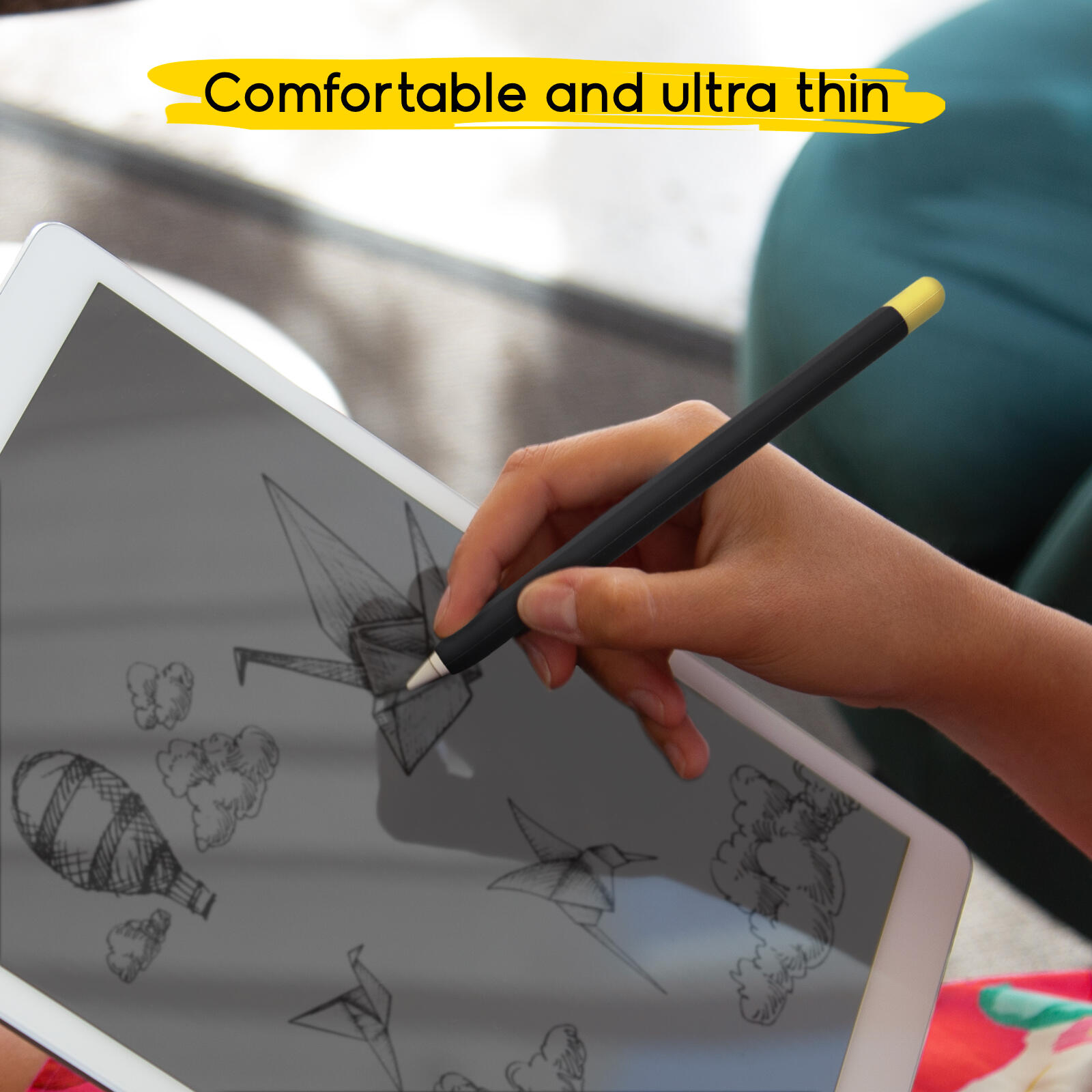 Étui noir pour Apple Pencil avec 5 capuchons colorés 5/5