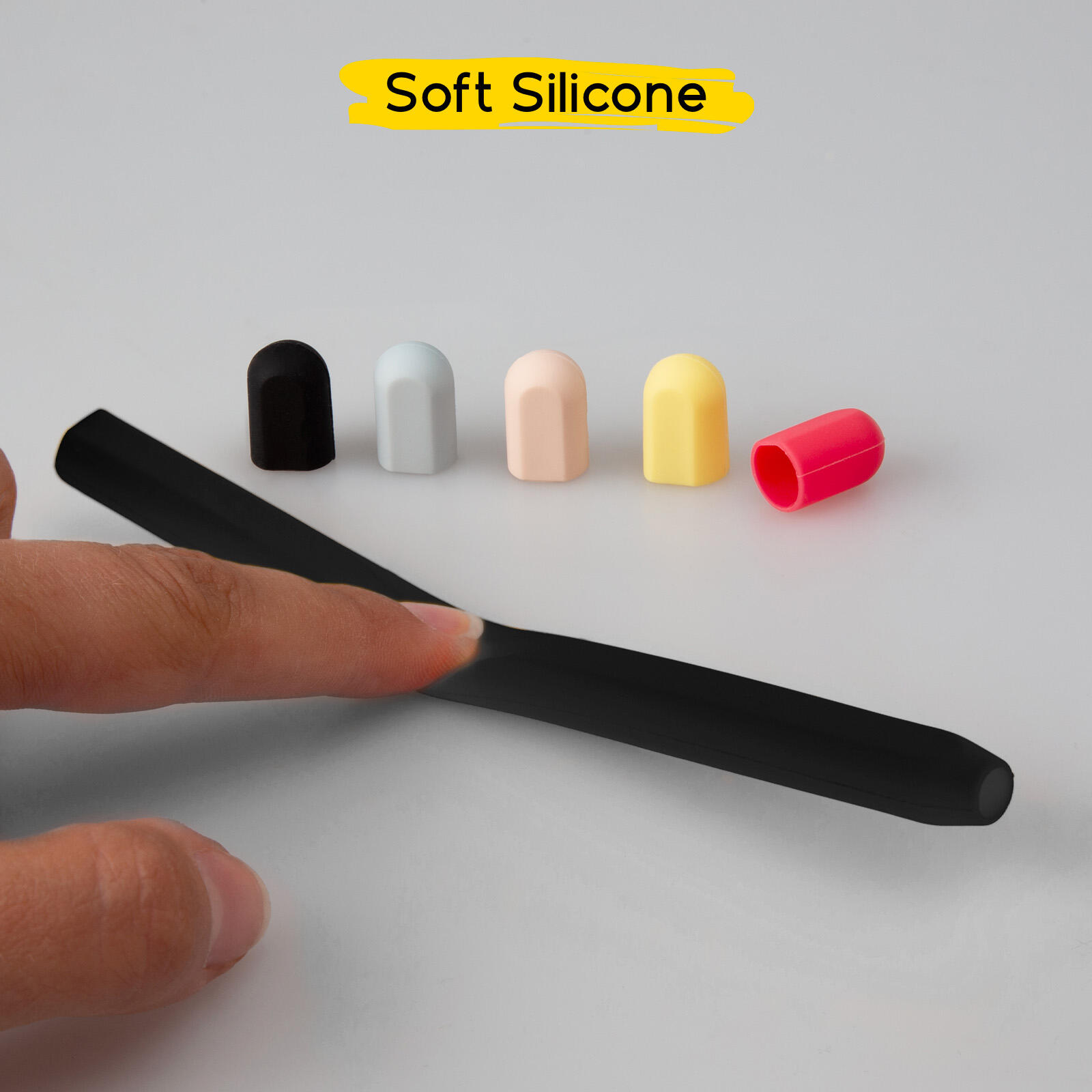 Étui noir pour Apple Pencil avec 5 capuchons colorés 4/5