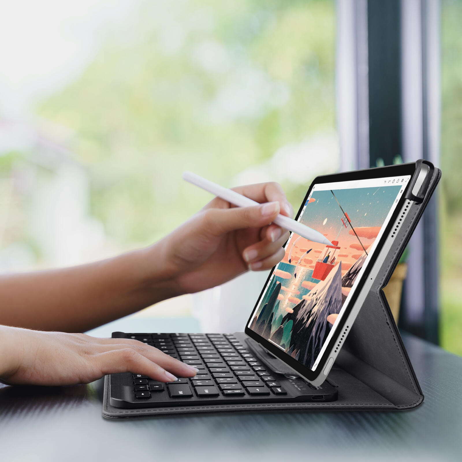 Clavier sans fil universel avec étui livre intégré 6/7