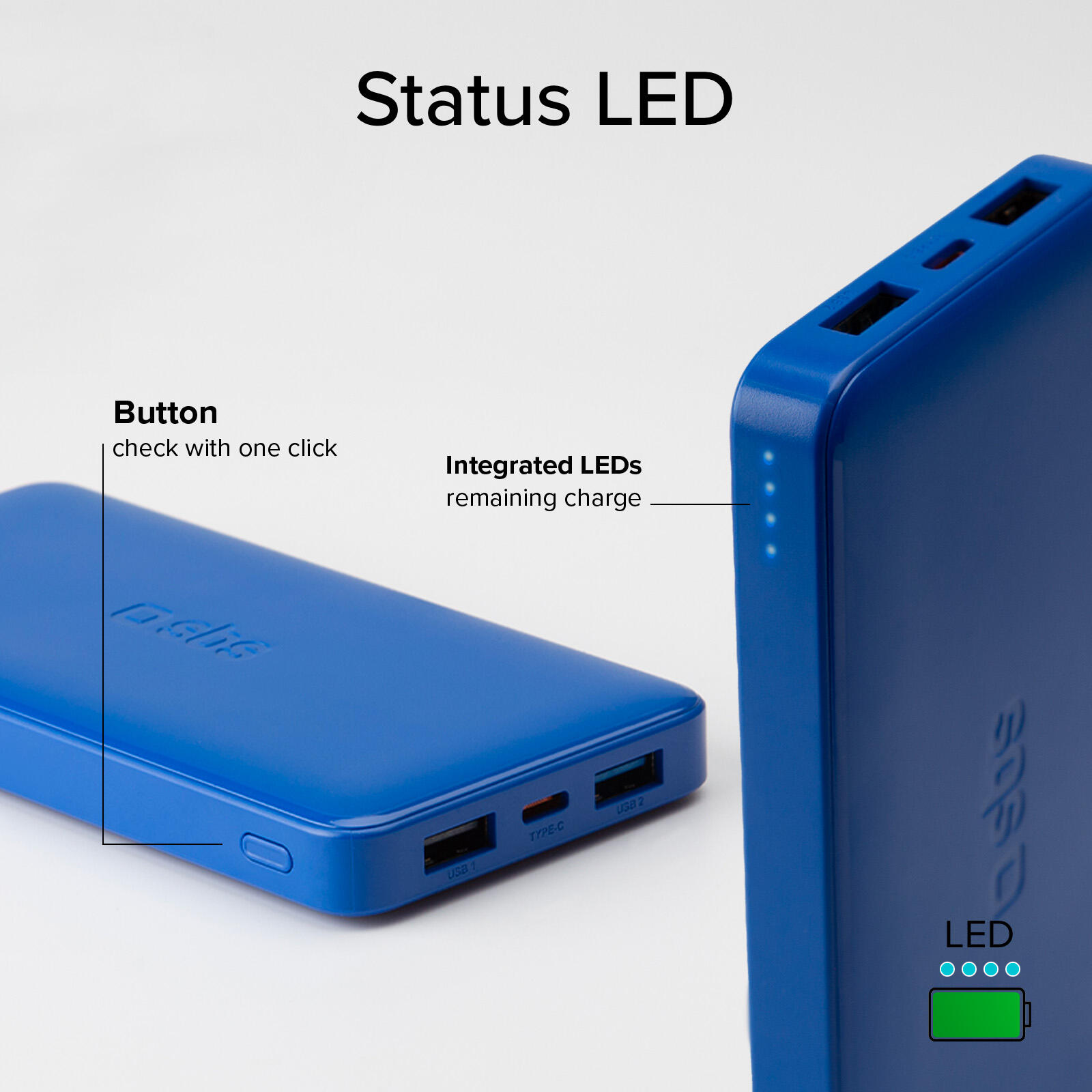 Power bank 10.000 mAh extra slim con porta USB 2.1A Intelligent Charge (IC) 6/7