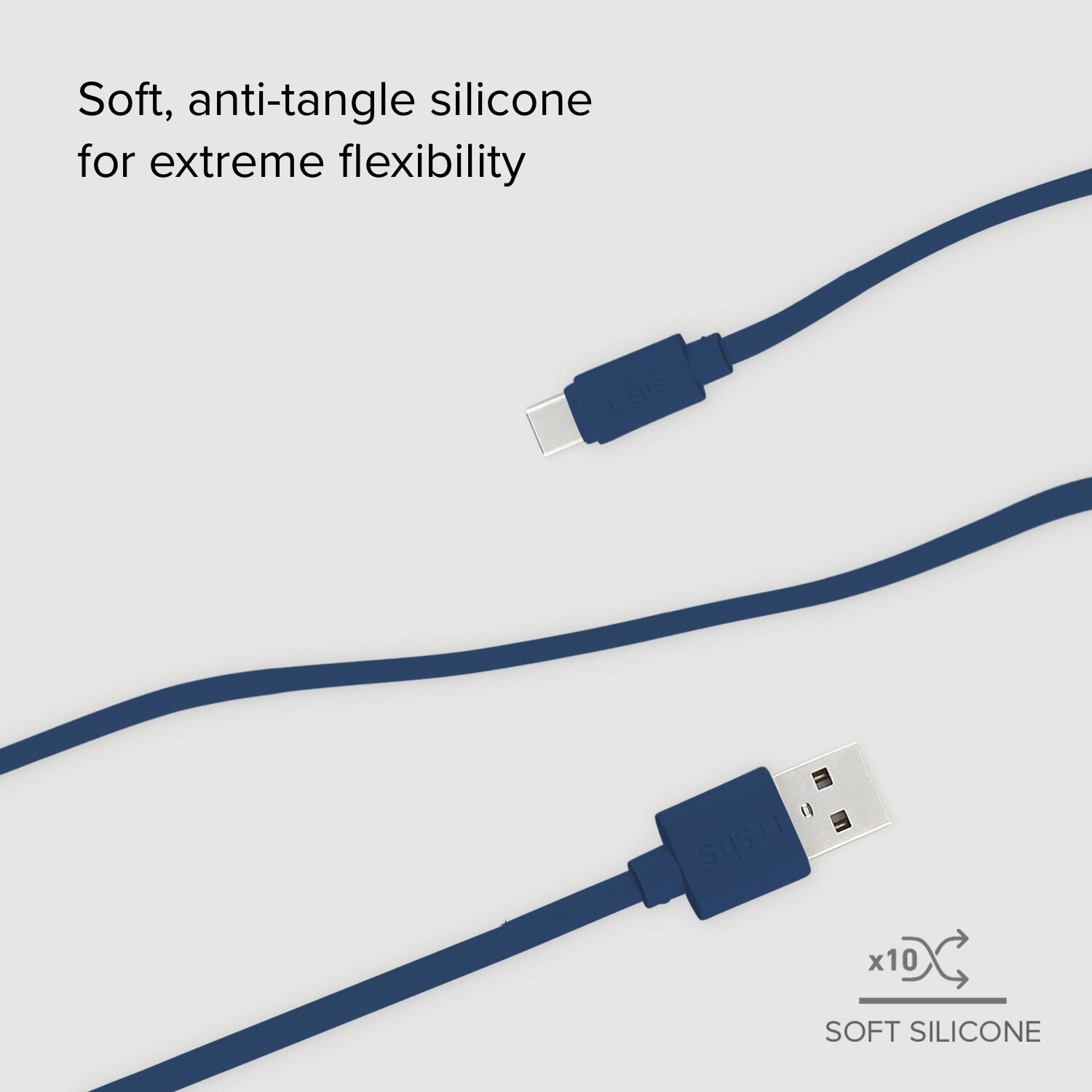 Cavo dati in silicone 1.5 m - Connettori USB a USB-C 3/4