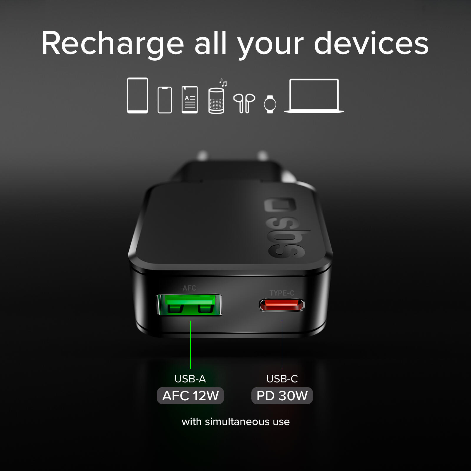 Caricatore da muro 45w USB-C Ultra Slim con doppia porta 6/7