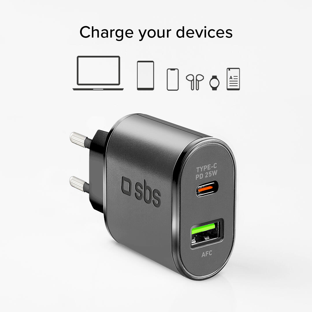 Caricatore caricabatterie 25 Watt - Ricarica ultra rapida e uscita USB-C 2/7